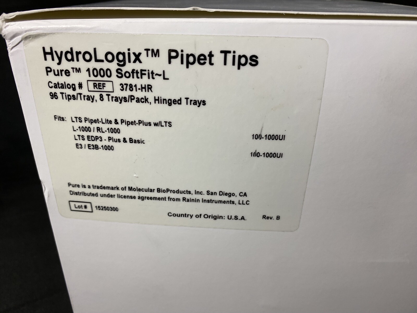 HYDROLOGIX 1000μL Pure Sterile Softfit-L Pipette Tips 3781-HR (672/cs)