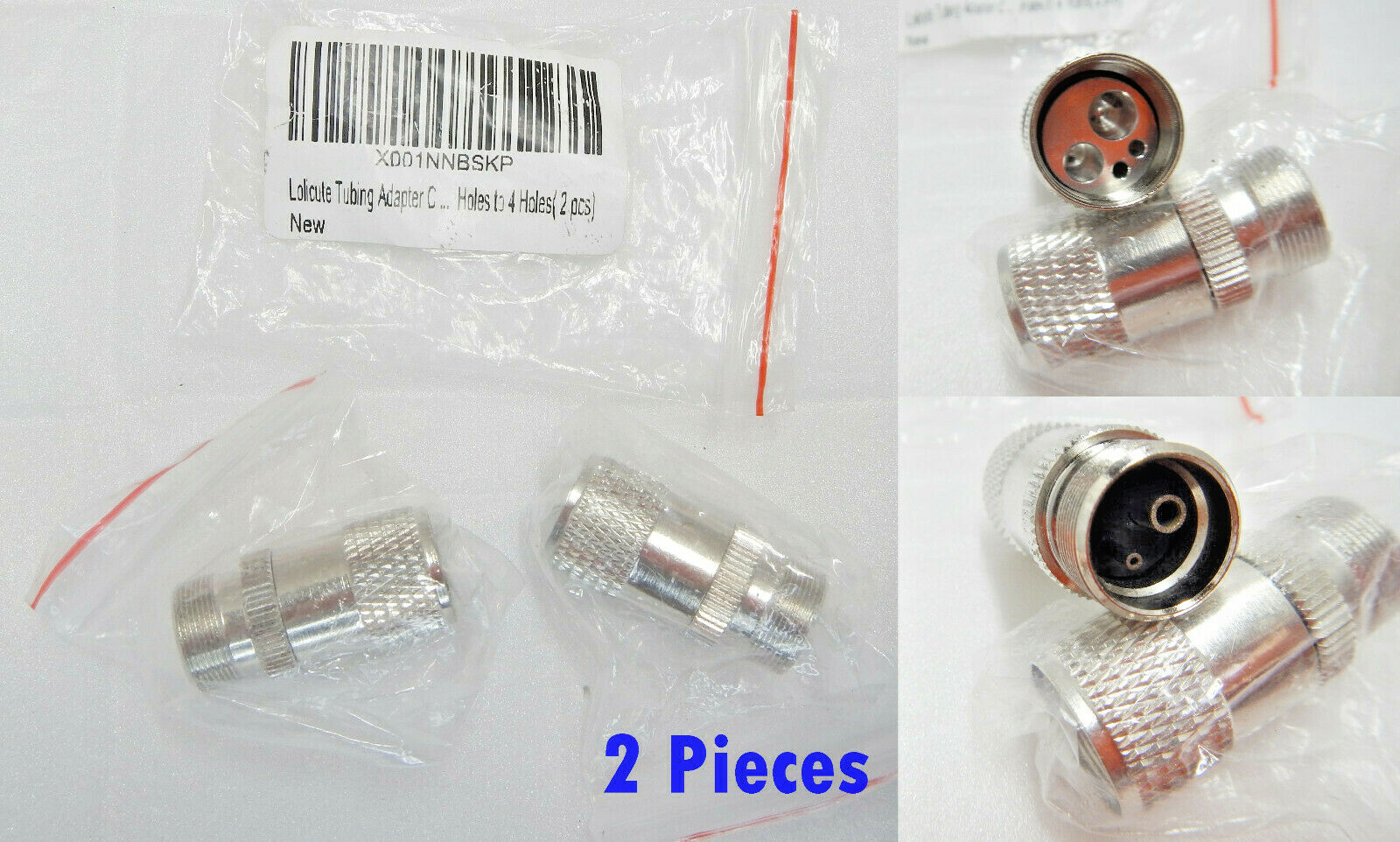 (2 Pcs) Dental Tubing Converter Adapter From 2 Hole Tubing for 4 Hole Handpiece