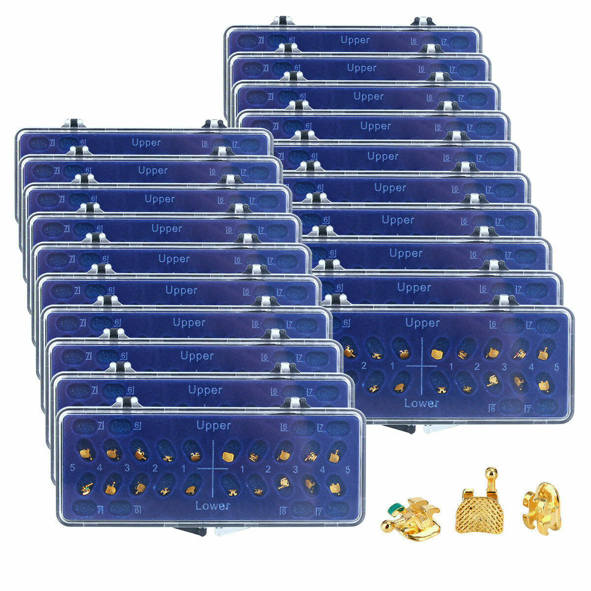 Dental 24K Gold Coated Orthodontic Brackets Braces Mini Roth 022 Hooks 3-4-5