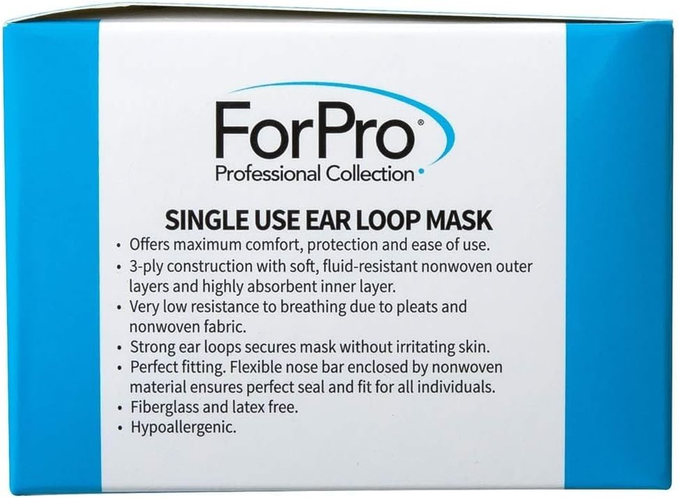 Adjustable Ear Loop Face Masks – 3-Ply Protection Against Dust, Pack of 50