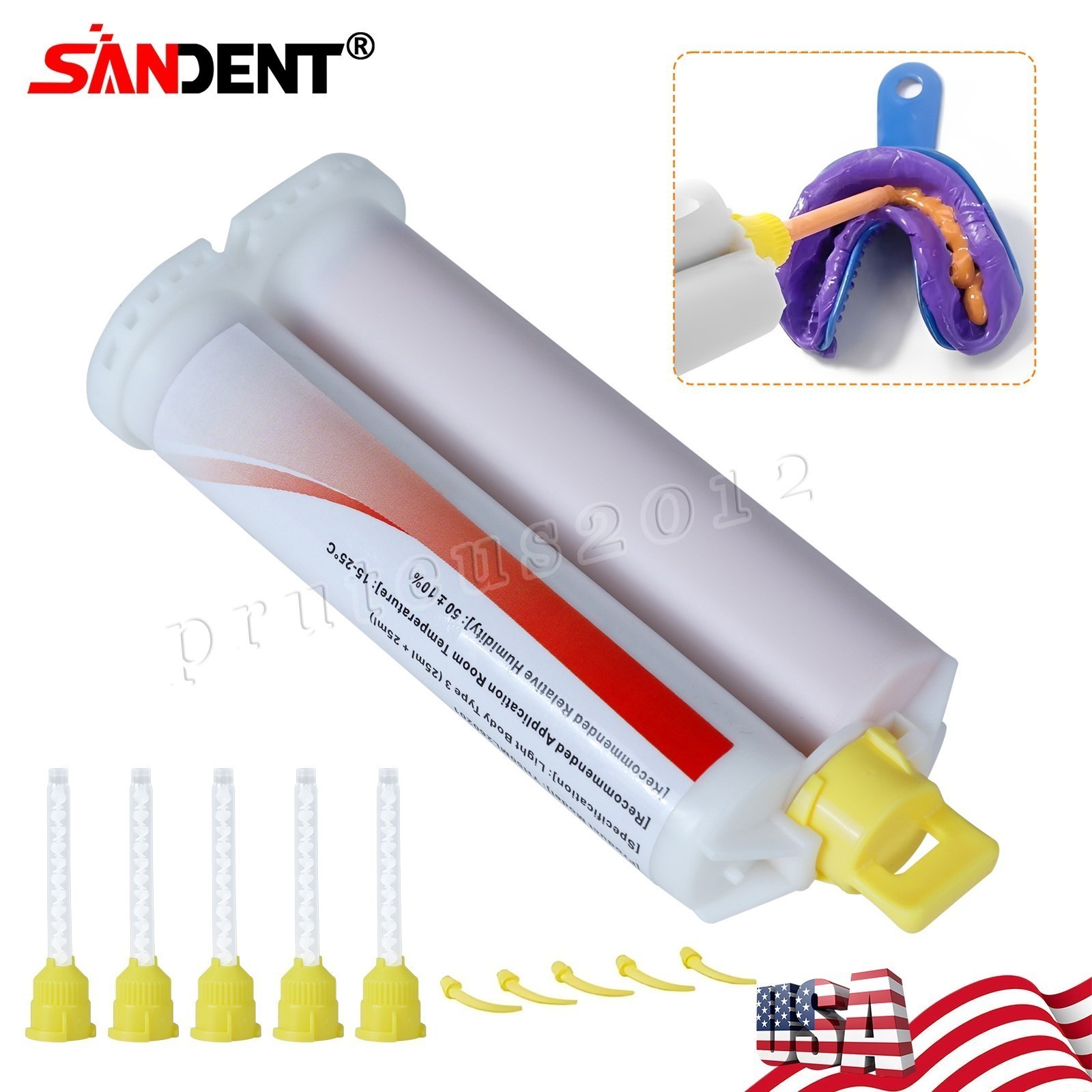 Dental Impression Material VPS Light Body Fast Set (2 Cartridge & 10 Tips)PVS