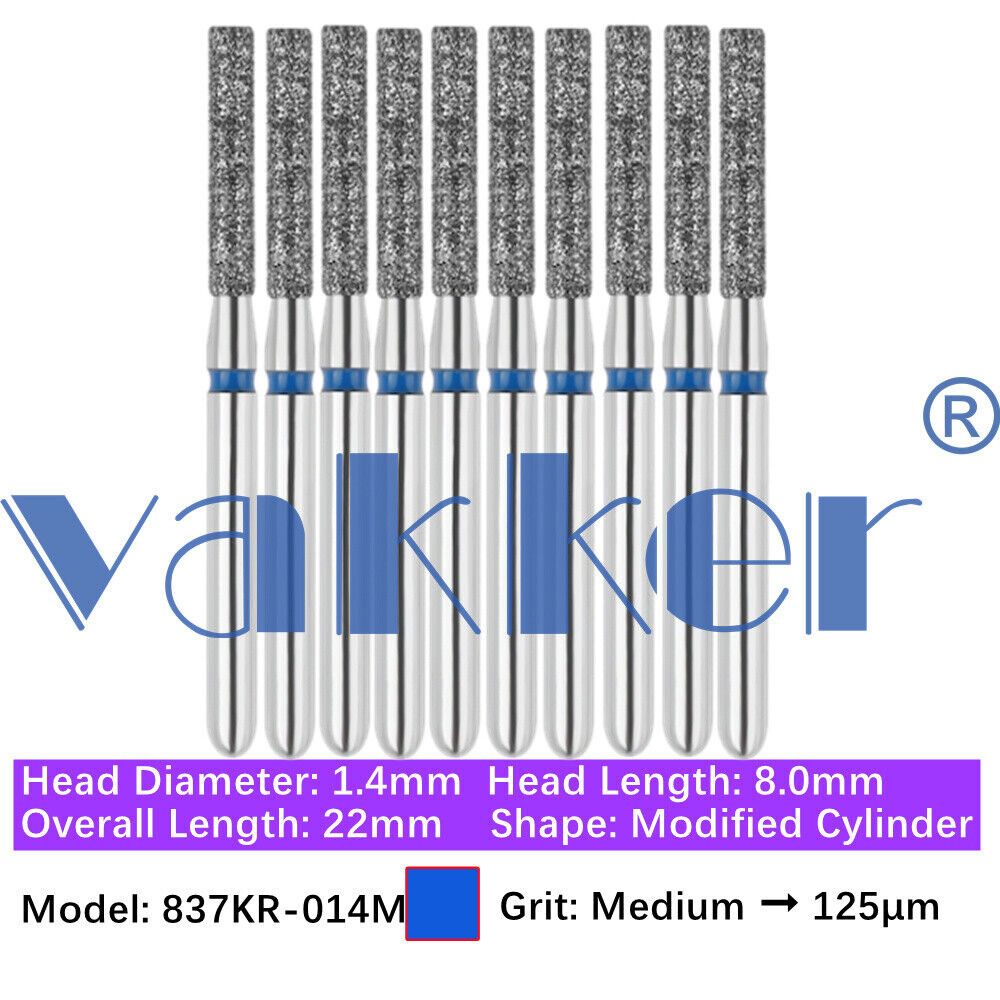 50pc Dental Diamond Burs Flat Round End Modified Cylinder 838 881 835 836 837
