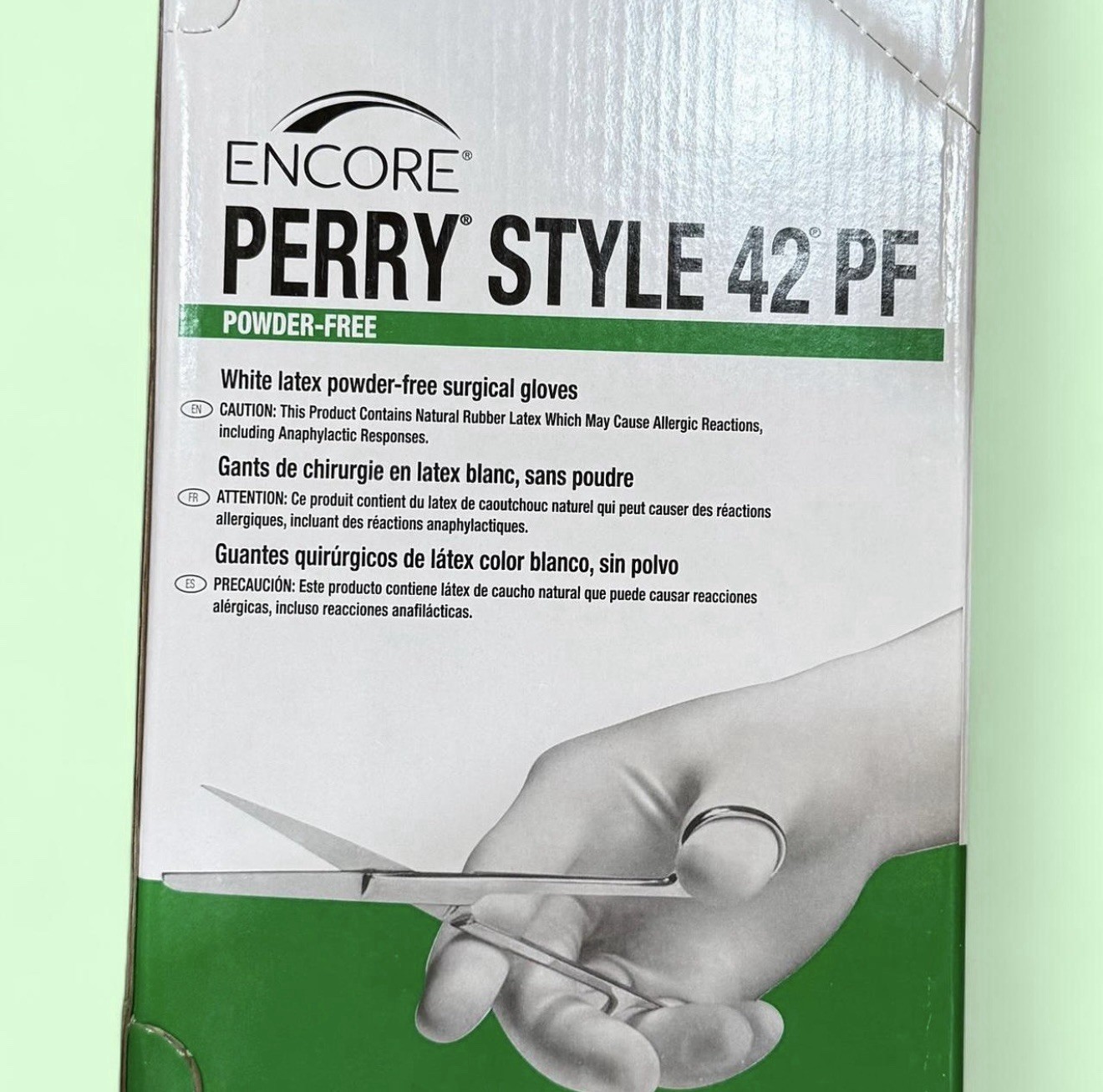 Ansell Encore Perry Style 42 PF Surgical Gloves, 50 Pair Box, Size 7