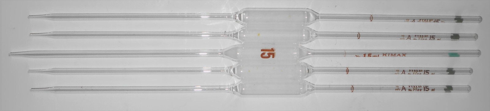 SET 3 Fisher Kimax 10mL Glass Volumetric Pipettes Class A