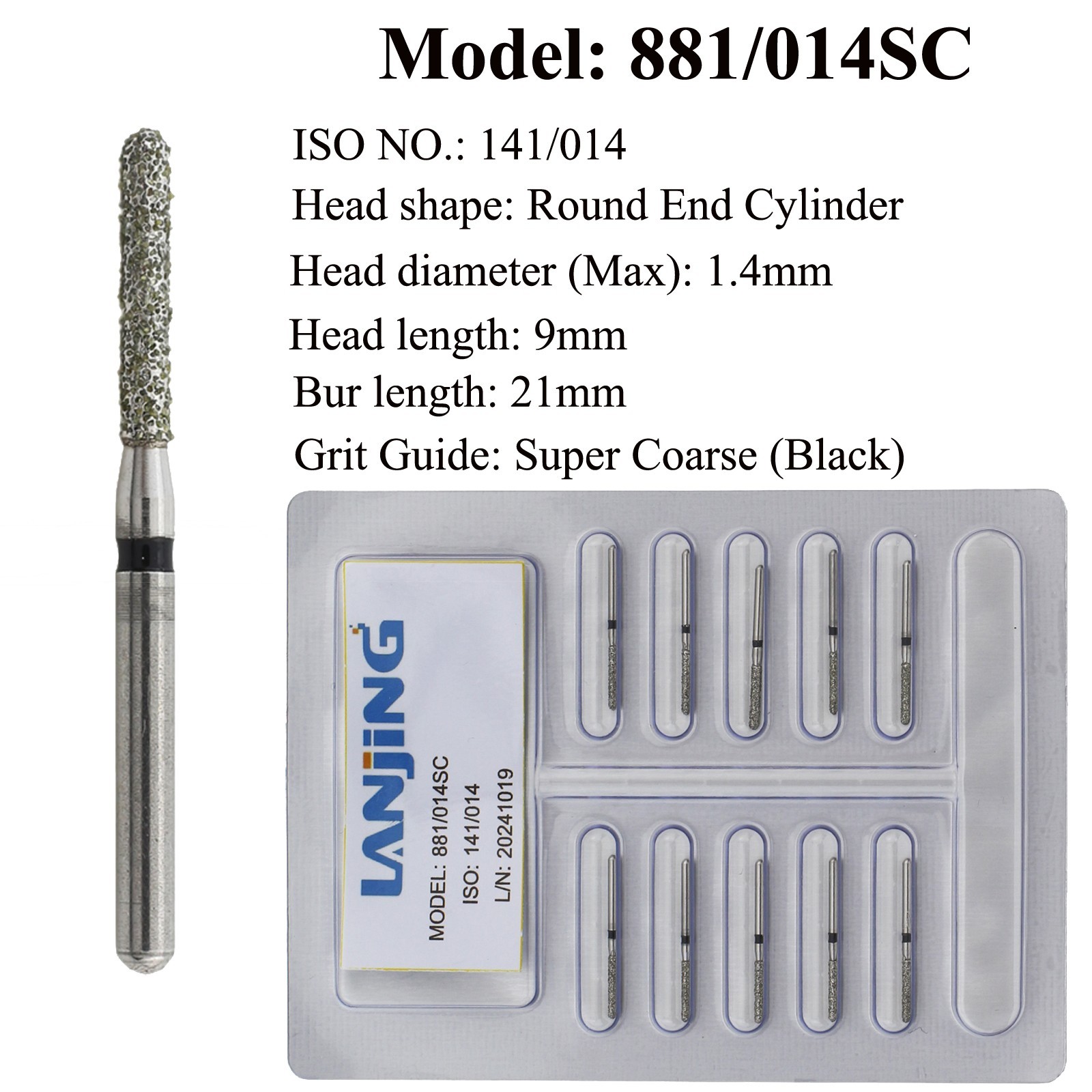 Super Coarse Diamond Bur Dental Burs FG Round End Taper Cylinder Egg Barrel Burr