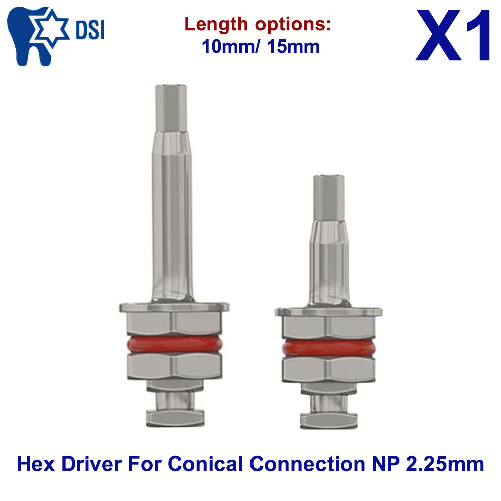 DSI Dental Implant Hex Driver Ratchet Tool For Slim Narrow NP Ø2.25mm L10/15mm