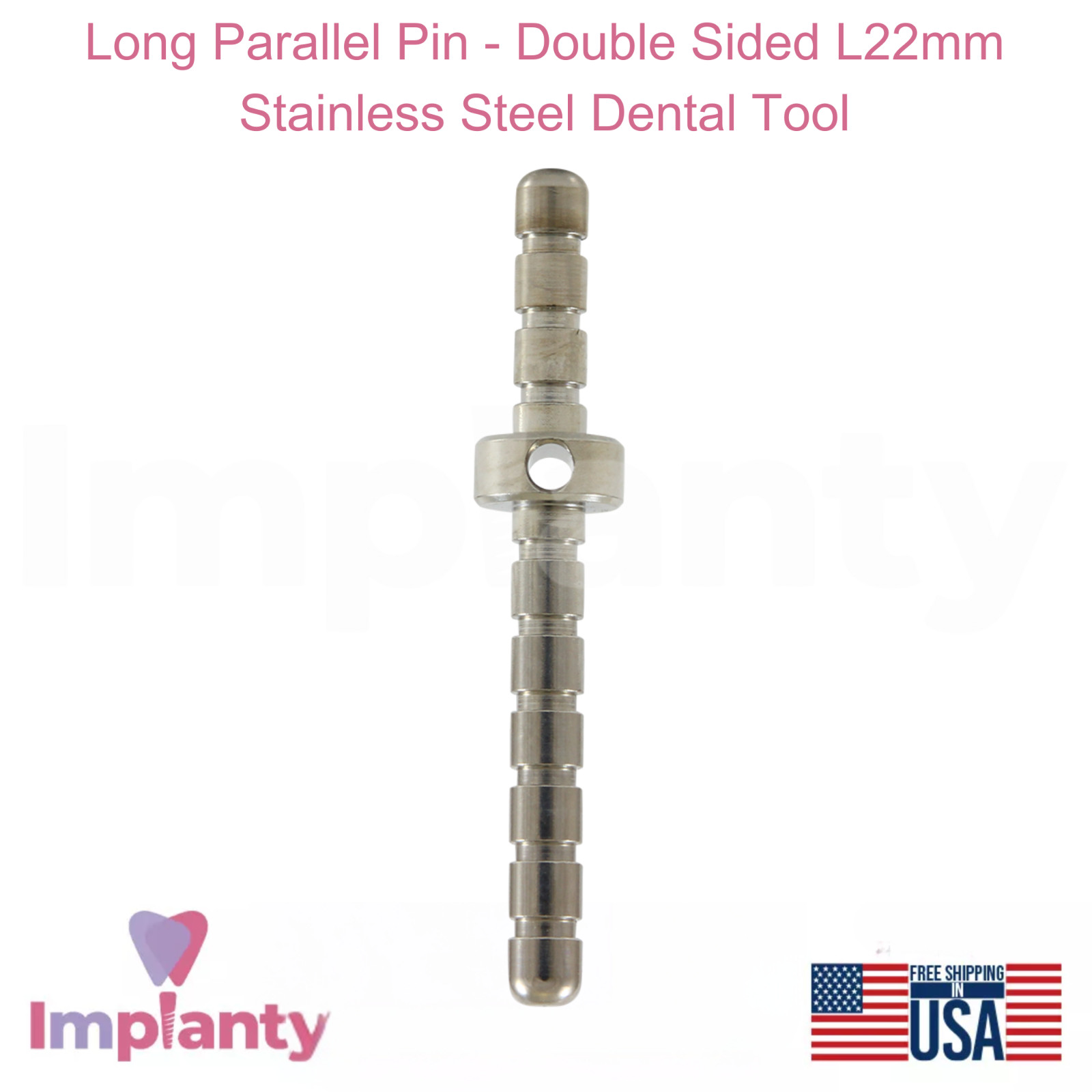 Dental Long Parallel Pin – Double Sided L22mm Stainless Steel Dentistry Tool
