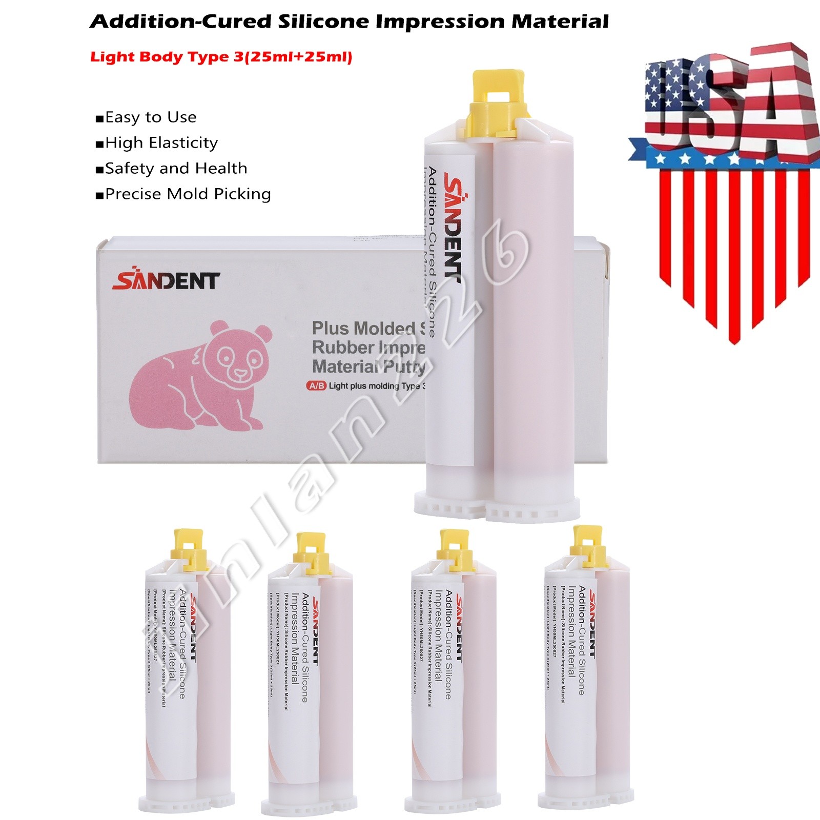 4 X 50ML Dental Impression Material FAST Set Unflavored Cartridges