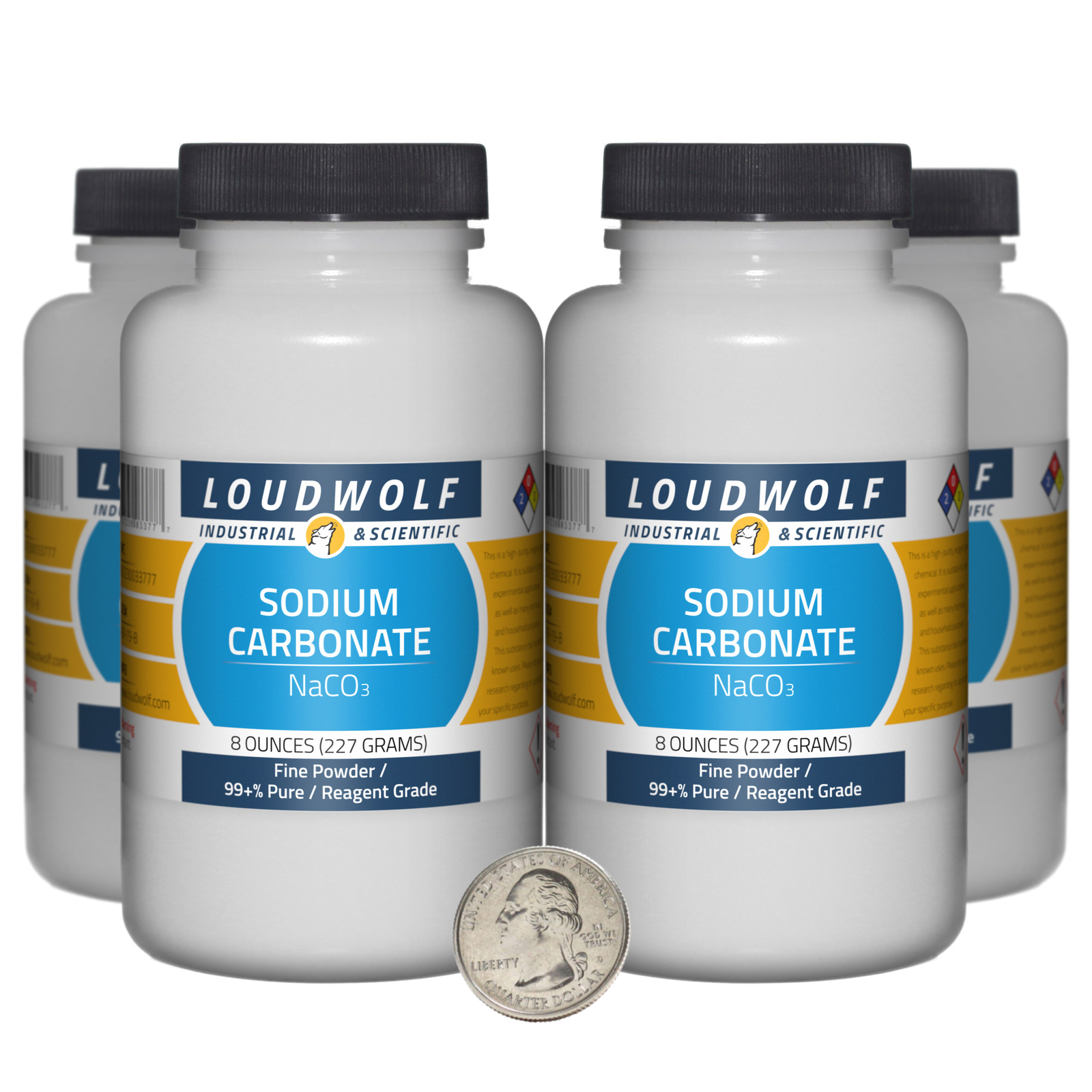Sodium Carbonate / 2 Pounds / 4 Bottles / 99+% Pure Reagent Grade / Fine Powder