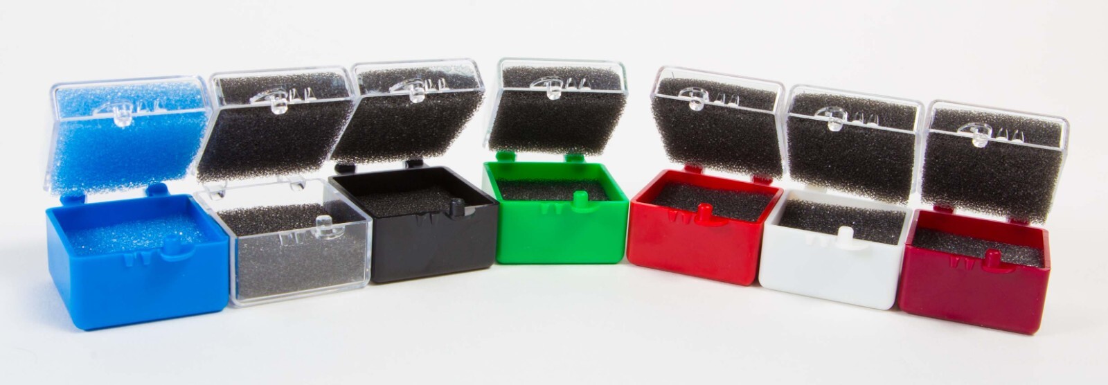 1″ Rigid Crown Box Pre Packed with Foam, Black/Clear 1000 Pcs Made in The USA