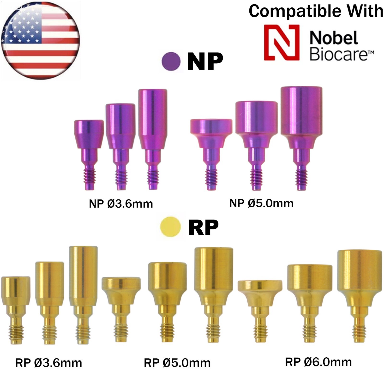 US Fit Nobel Active Healing Abutment NP/RP Impression Coping Closed/Open Tray