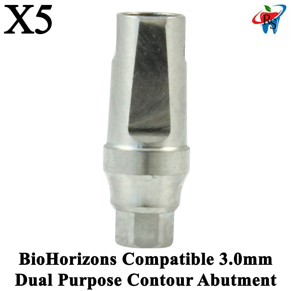 5pcs Dental BioHorizons Compatible 3.0mm Dual Purpose Contour Abutment