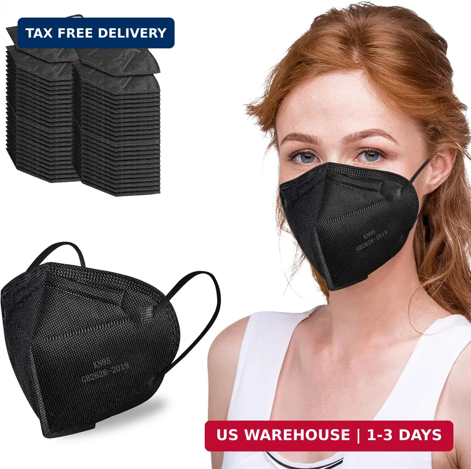 Pruk 50 Pack Masks, 5-ply Face Mask, Protective Cup Dust Mask, Disposable Mask w