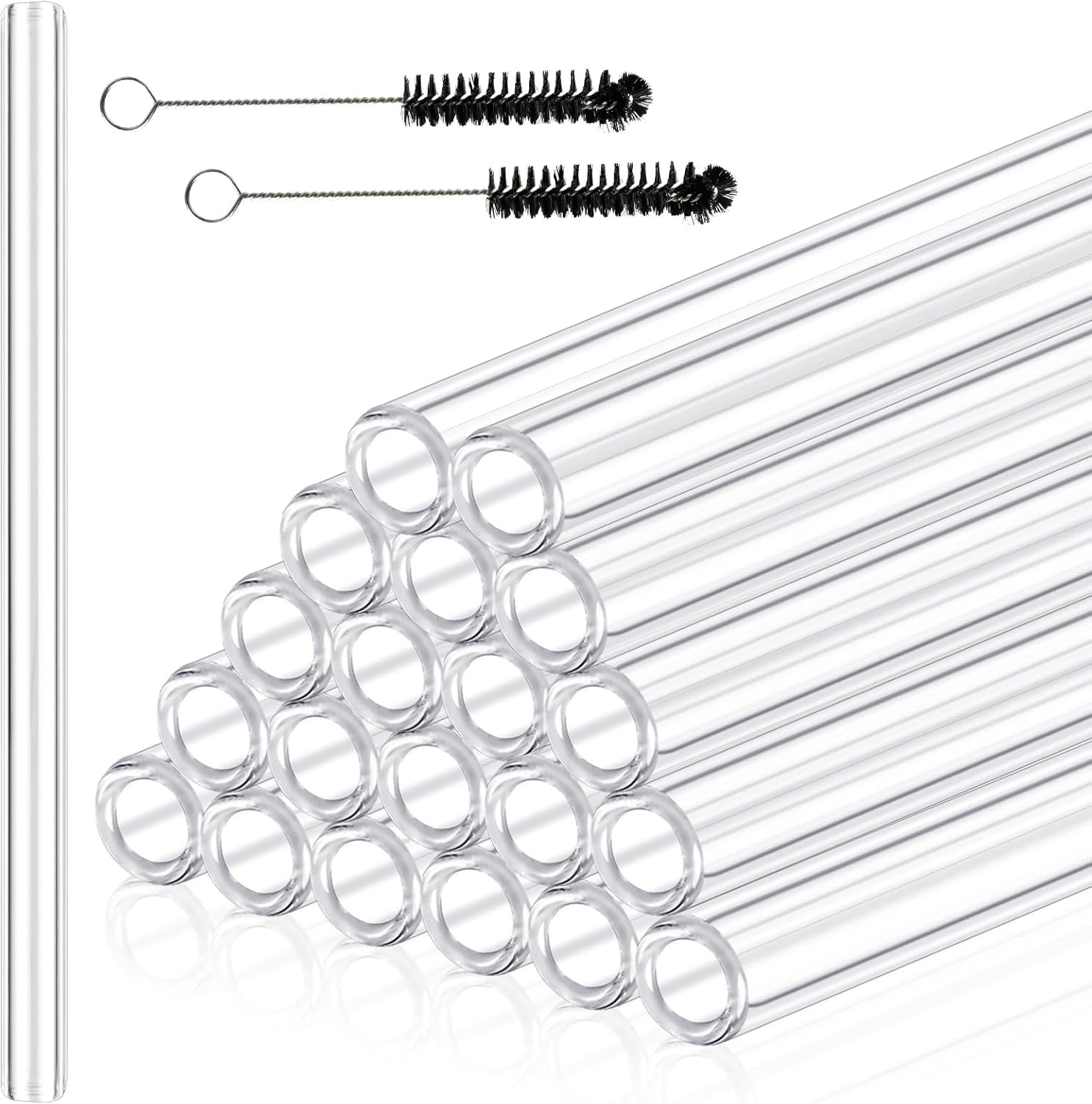 20 Pieces 12 Inches Long Clear Glass Tubes for Art DIY, 12Mm OD 8Mm ID 2Mm Thick
