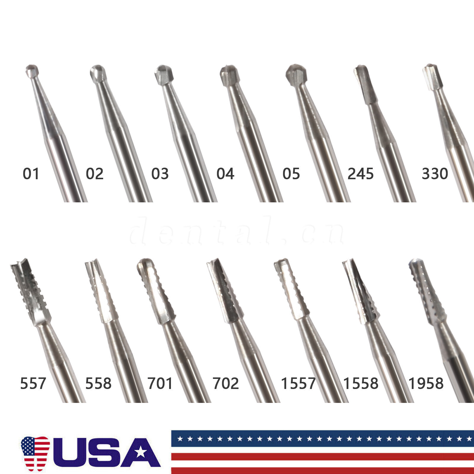 10-100 PCS Dental Lab Clinic Burs Shank Carbide Round Friction Grip FG Bur