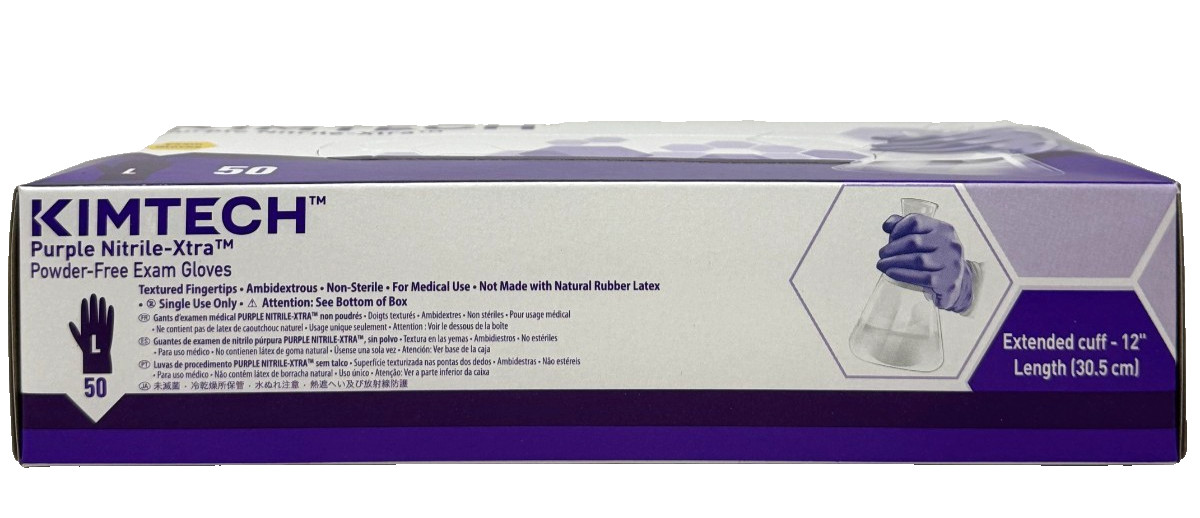 KIMTECK PURPLE NITRILE GLOVES-Xtra KIMBERLY CLARK, Large, 50603, 50/BOX