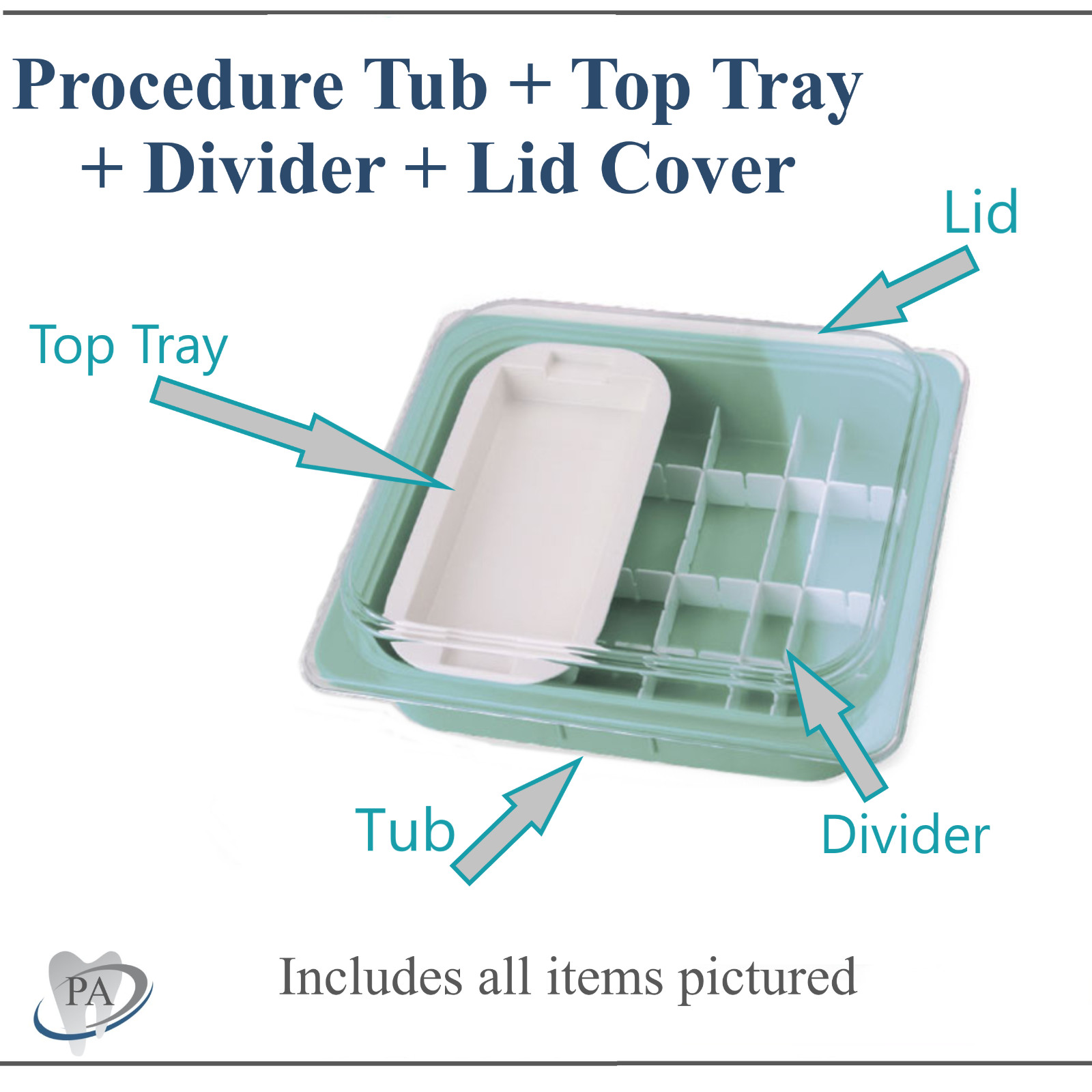 Dental Procedure Tub, Accessory Tray Tub Lid, Operation Tub, Complete Tub Set