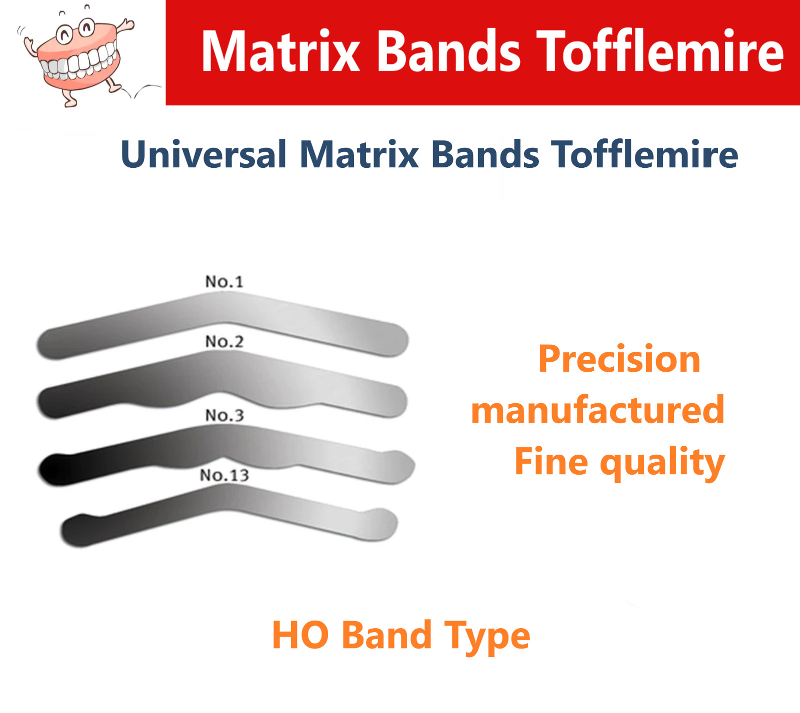Dental Universal Tofflemire Matrix Bands Stainless Steel Adult / Pedo 12-144/Pk