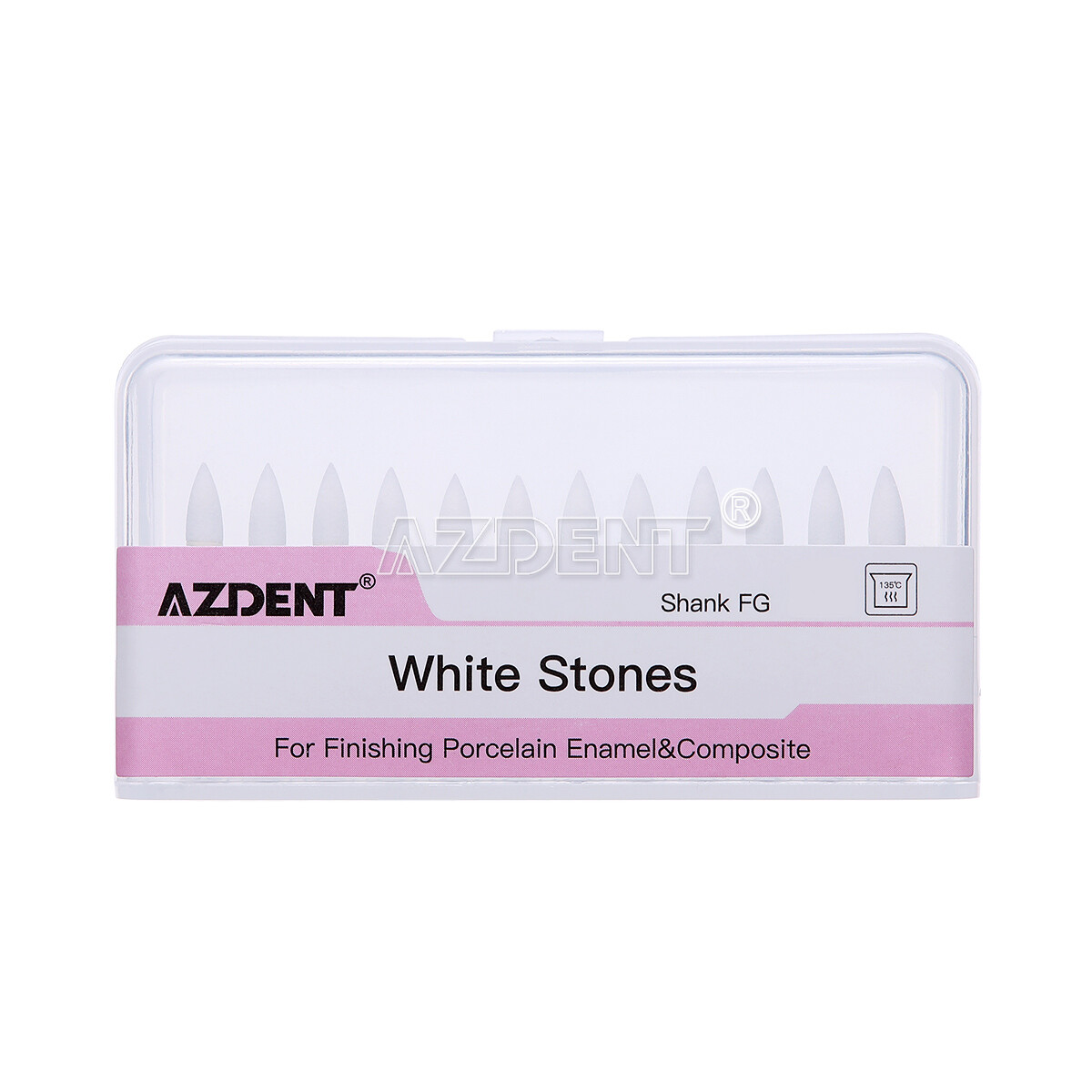 Dental Use White Stones Polishing FG Bur Flame Cone Round Shape Porcelain