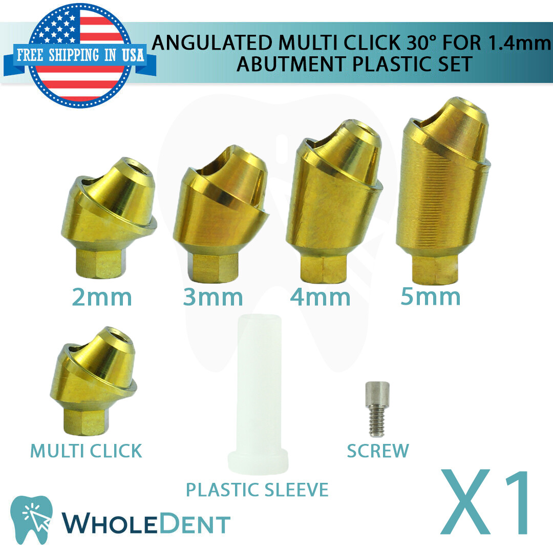 1x Angulated 30° Multi Unit 1.4mm Prosthetic Plastic Sleeve Set Int Hex 2.42mm