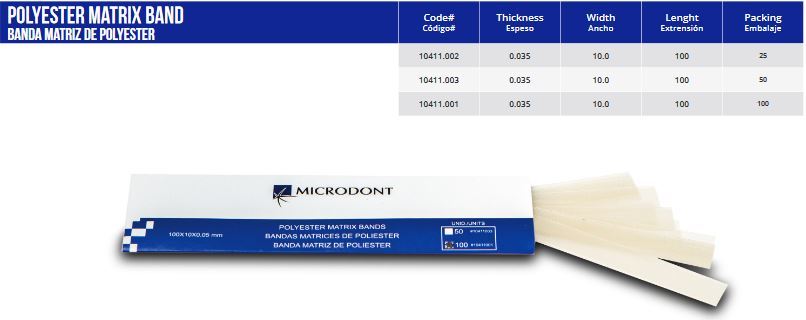 Microdont USA MU- 10411003 Matrix Band Box, Polyester (Pack of 50)