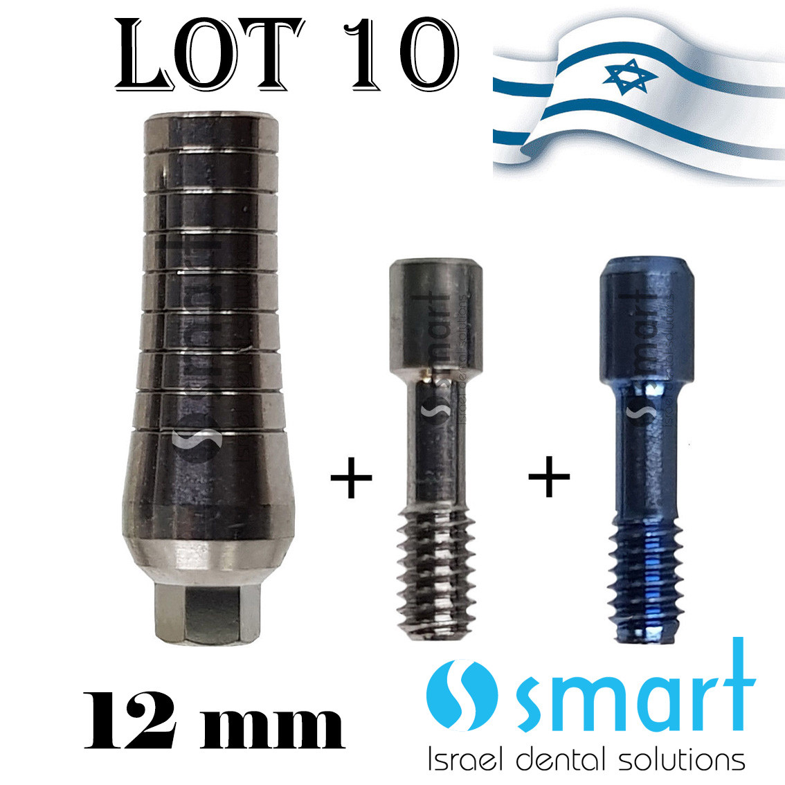 Lot x10 Titanium Straight Long 12mm Abutments 10 white + 10 blue