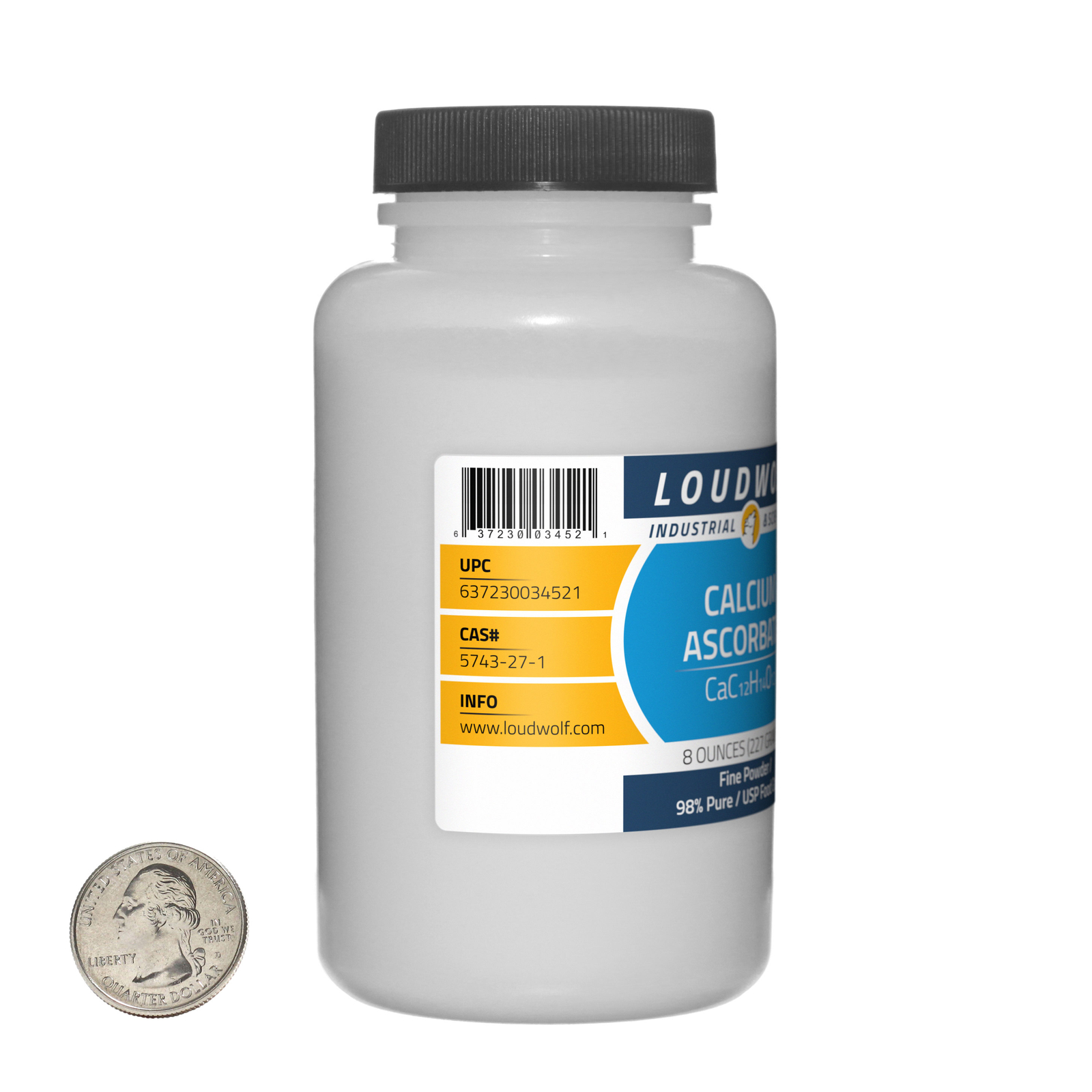 Calcium Ascorbate / 1 Pound / 2 Bottles / 98% Pure USP Food Grade / Fine Powder
