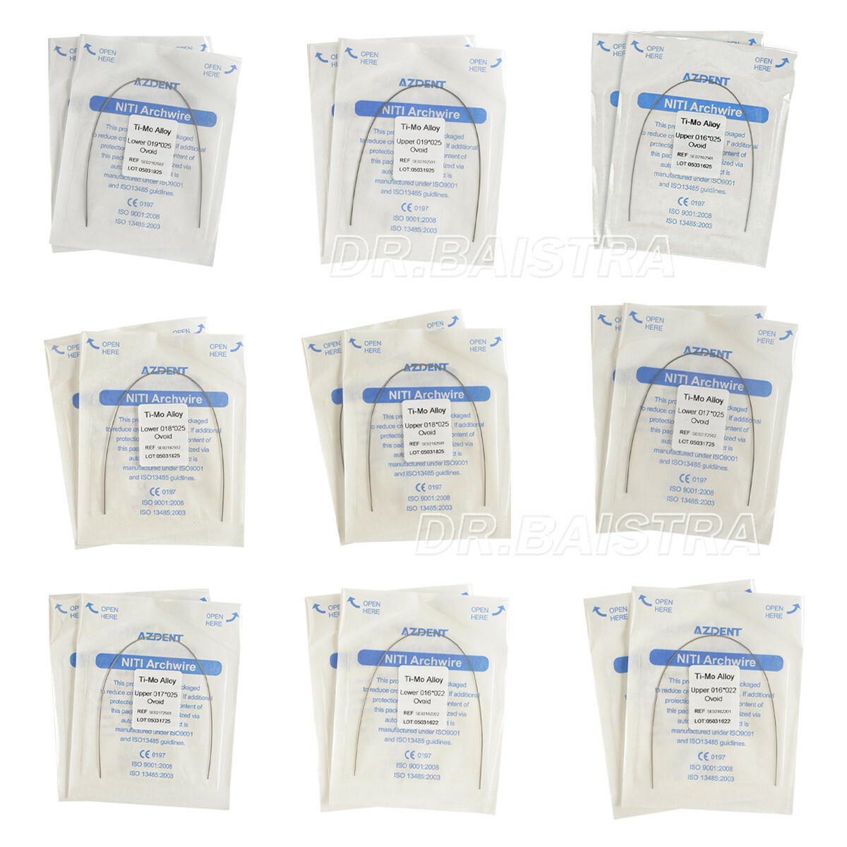 AZDENT Dental Orthodontic TMA Beta Ti-Mo Alloy Rectangular Arch Wires All Sizes