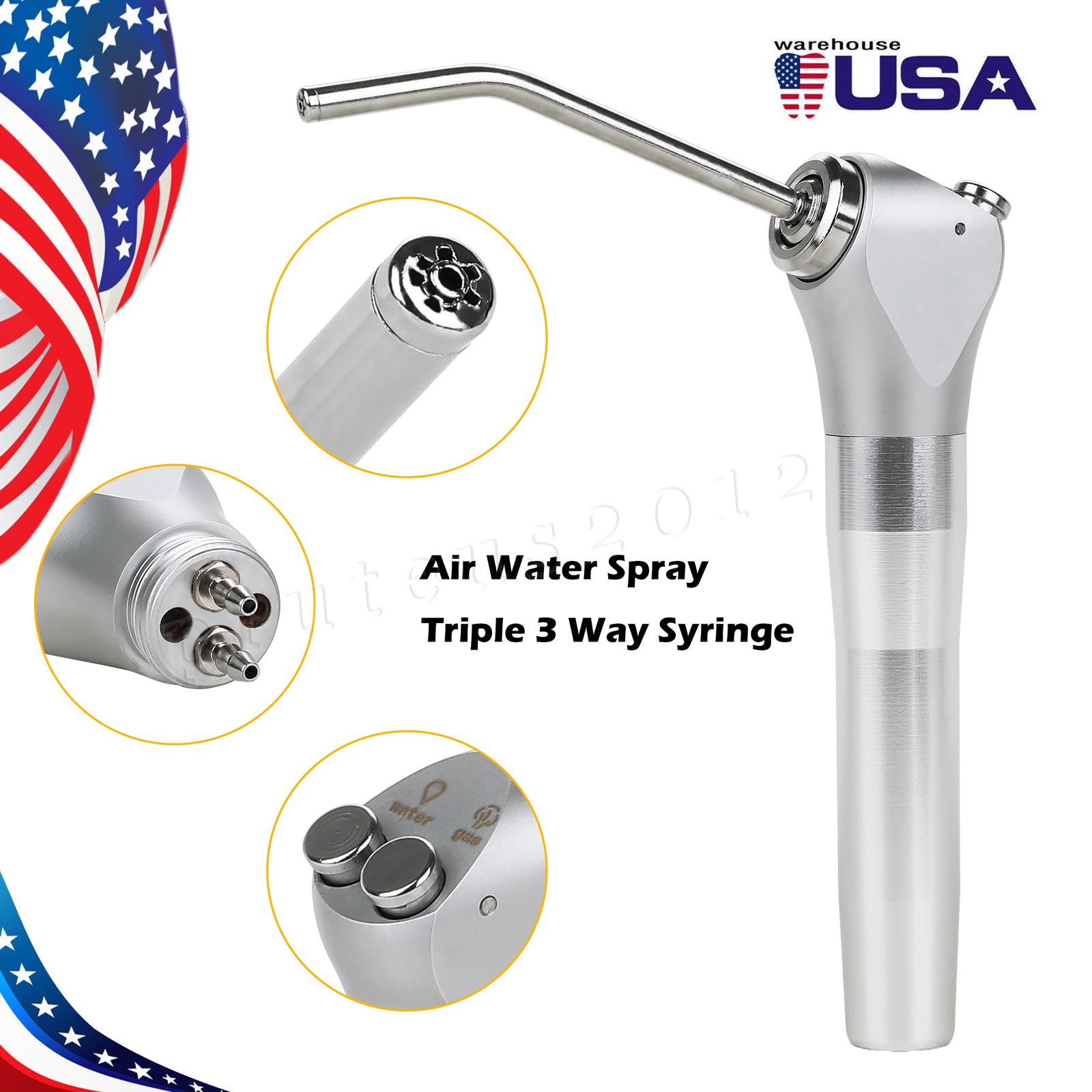 Dental 3 Way Air Water DCI Types Syringe + 2 Nozzle