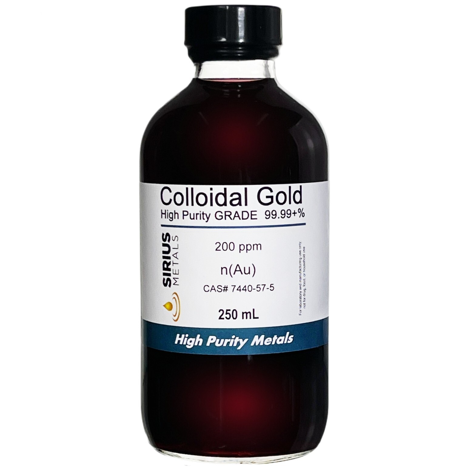 True Colloidal Gold Nanoparticles (AuNPs): 200ppm – 250mL in Glass