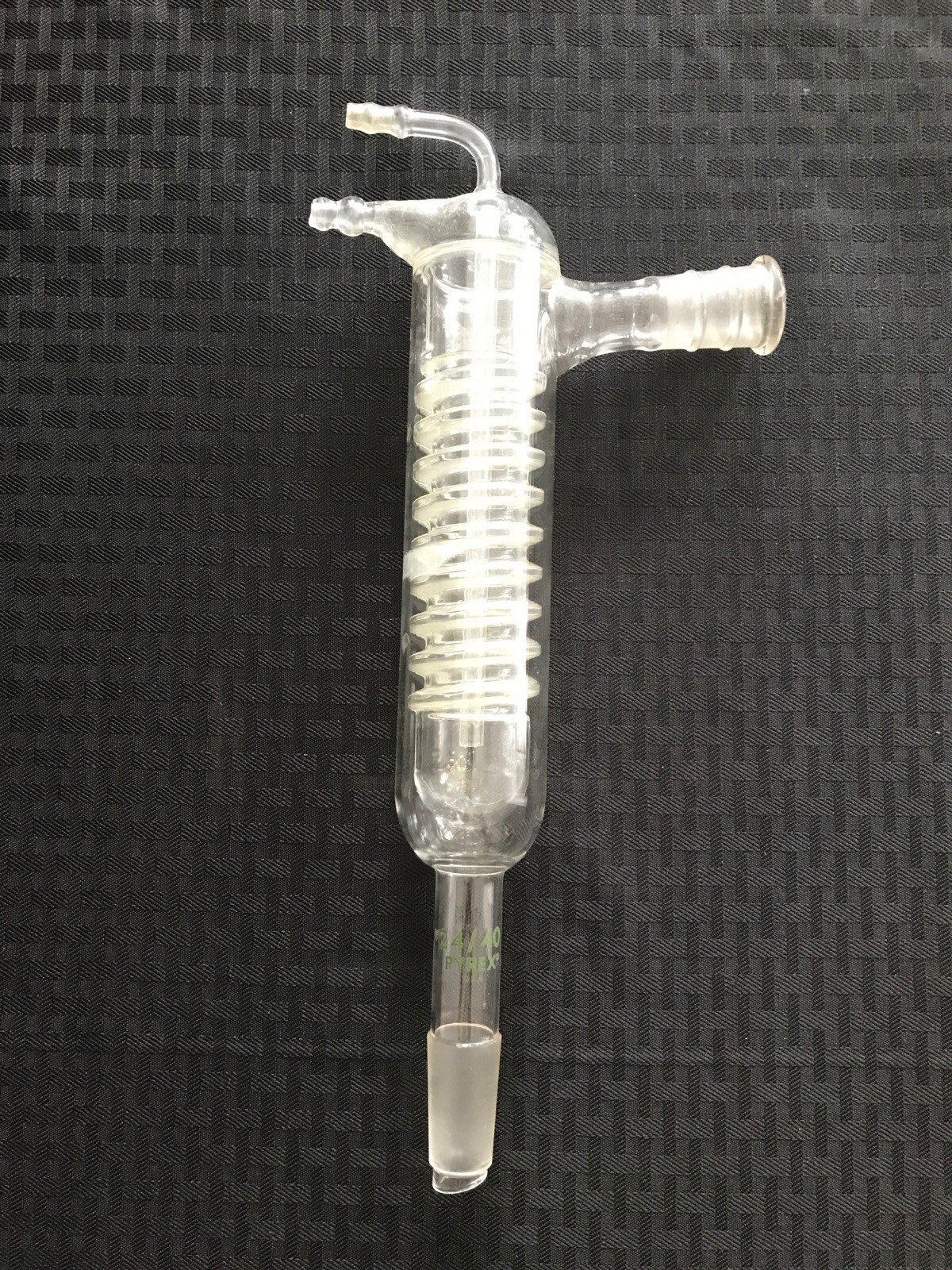 PYREX Glass 24/40 Friedrichs Condenser 200mm Jacket 350mm OAL 10-11mm OD Hose