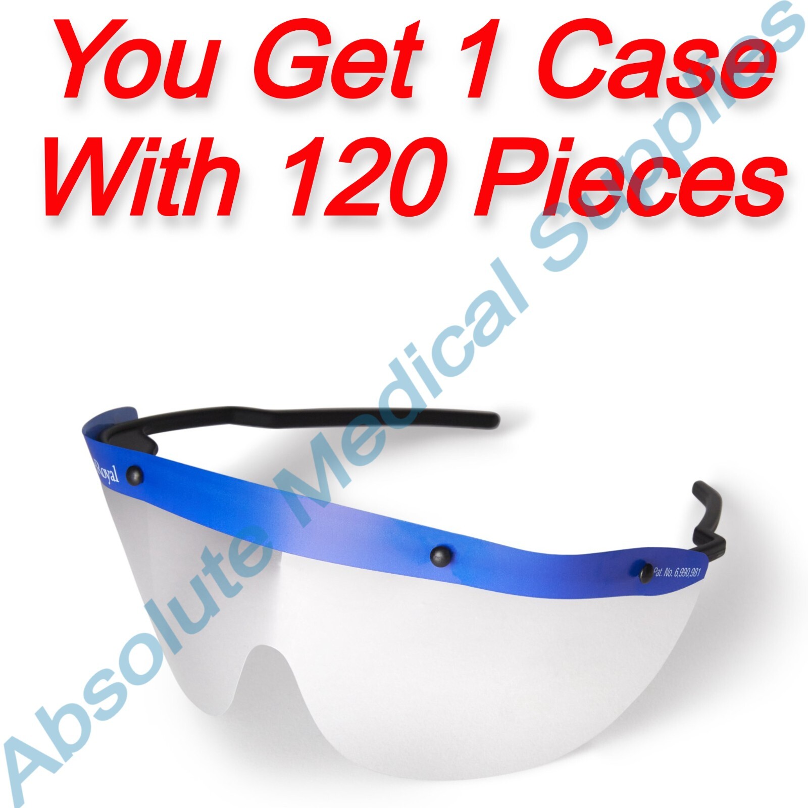 *120-Pieces* DeRoyal SPEyes Eye ShieldZ Protective Glasses Assembled Blue 23-506