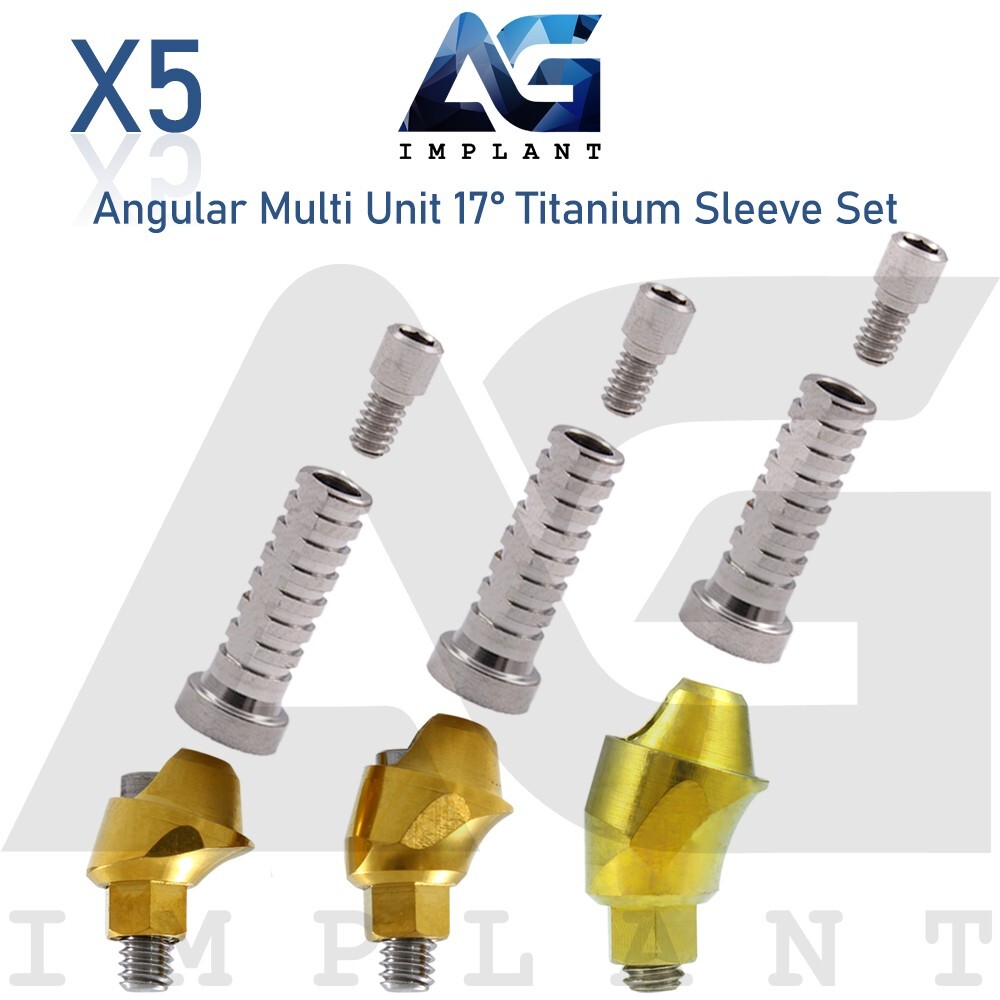 5 Angular Multi Unit 1.6 Abtments 17° and Titanium Sleeve With Screw