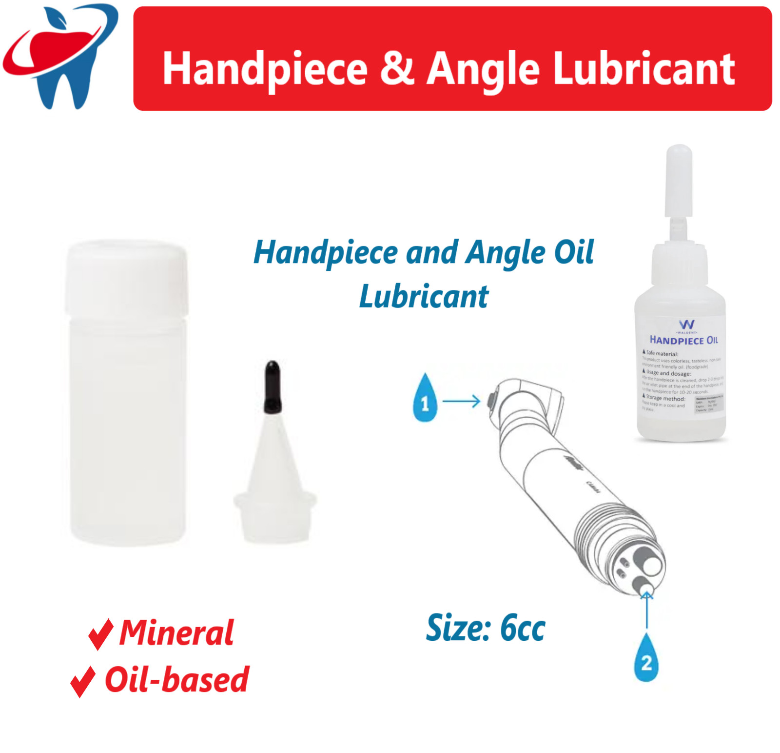 Dental Handpiece Oil Handpiece & Angle Lubricant Care and maintenance, 6cc Btl