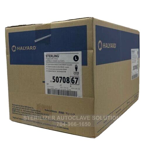 CASE ( 2500 ) LARGE HALYARD STERLING NITRILE EXAM GLOVES POWDER FREE (41658 02)