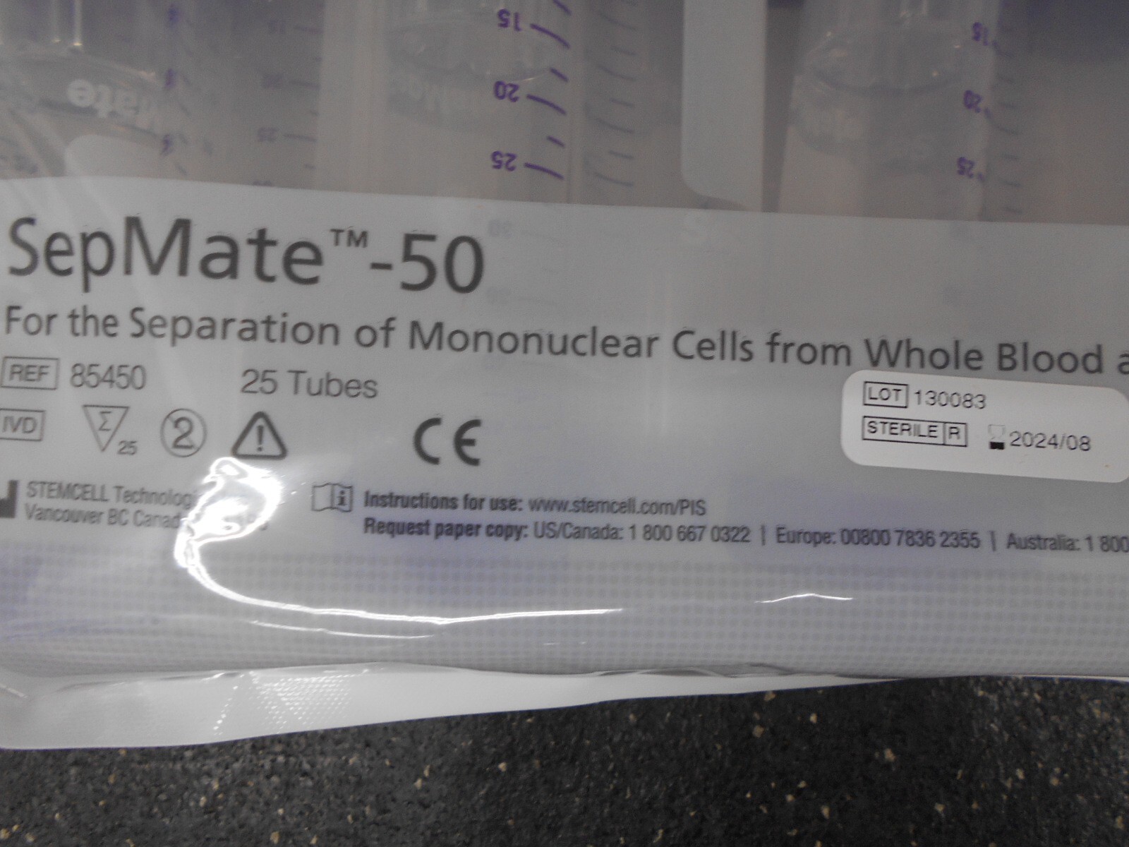 STEMCELL TECHNOLOGIES 50mL CENTRIFUGE TUBES 85450 PACK OF 25