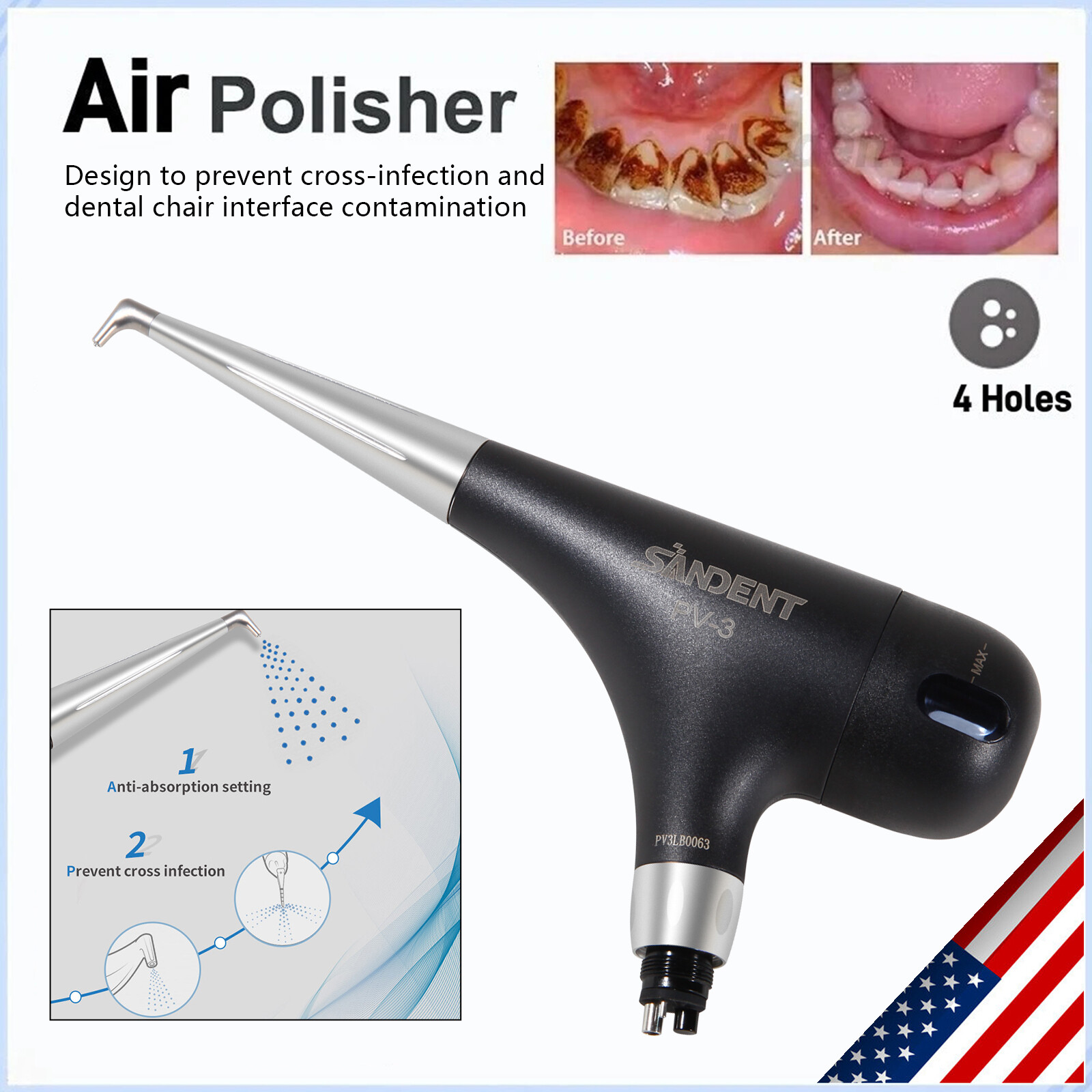 Dental Air Prophy Unit Teeth Polishing Nozzle Polisher Air Flow Jet Handpiece