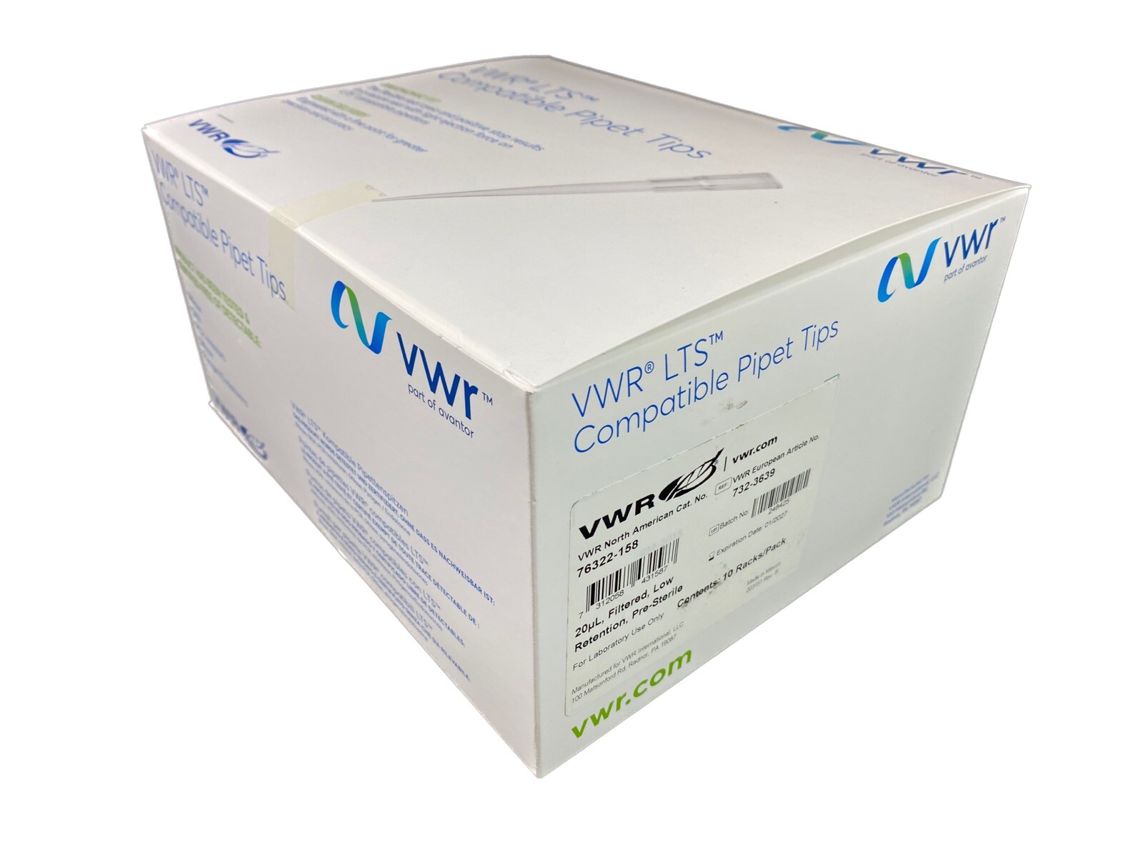 VWR .1-20µl 1.95” LTS Compatible Pipette Tips 76322-158 (960/pk)
