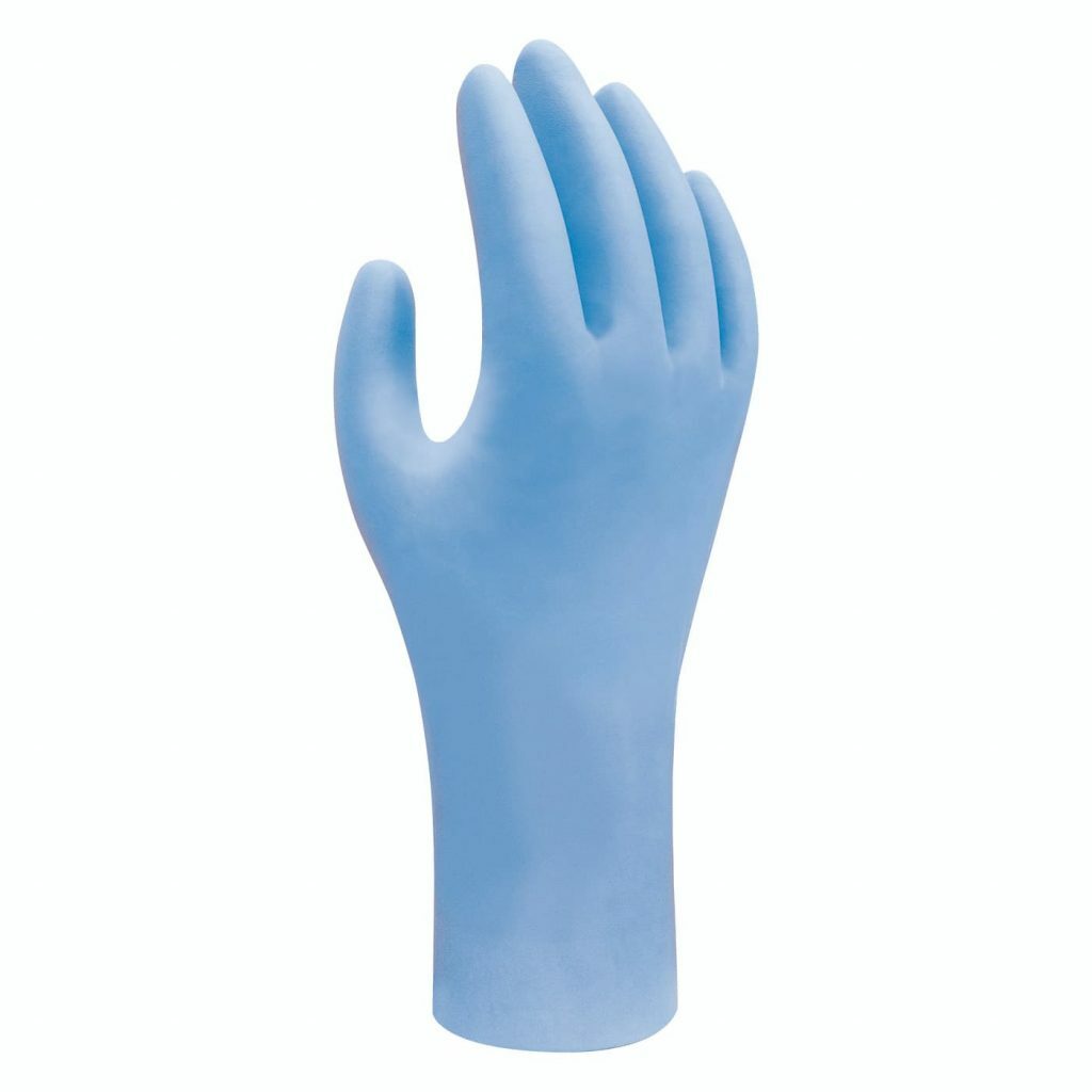 Showa 7500PF Biodegradable PF 4 Mil Blue Nitrile Gloves, 1000/Case, S-2XL