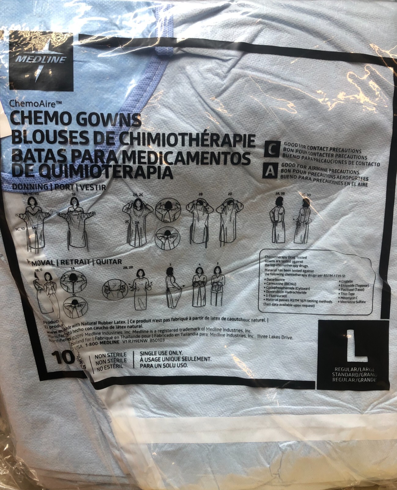Case of 30 Medline ChemoAire Chemotherapy Gowns Large NON29457