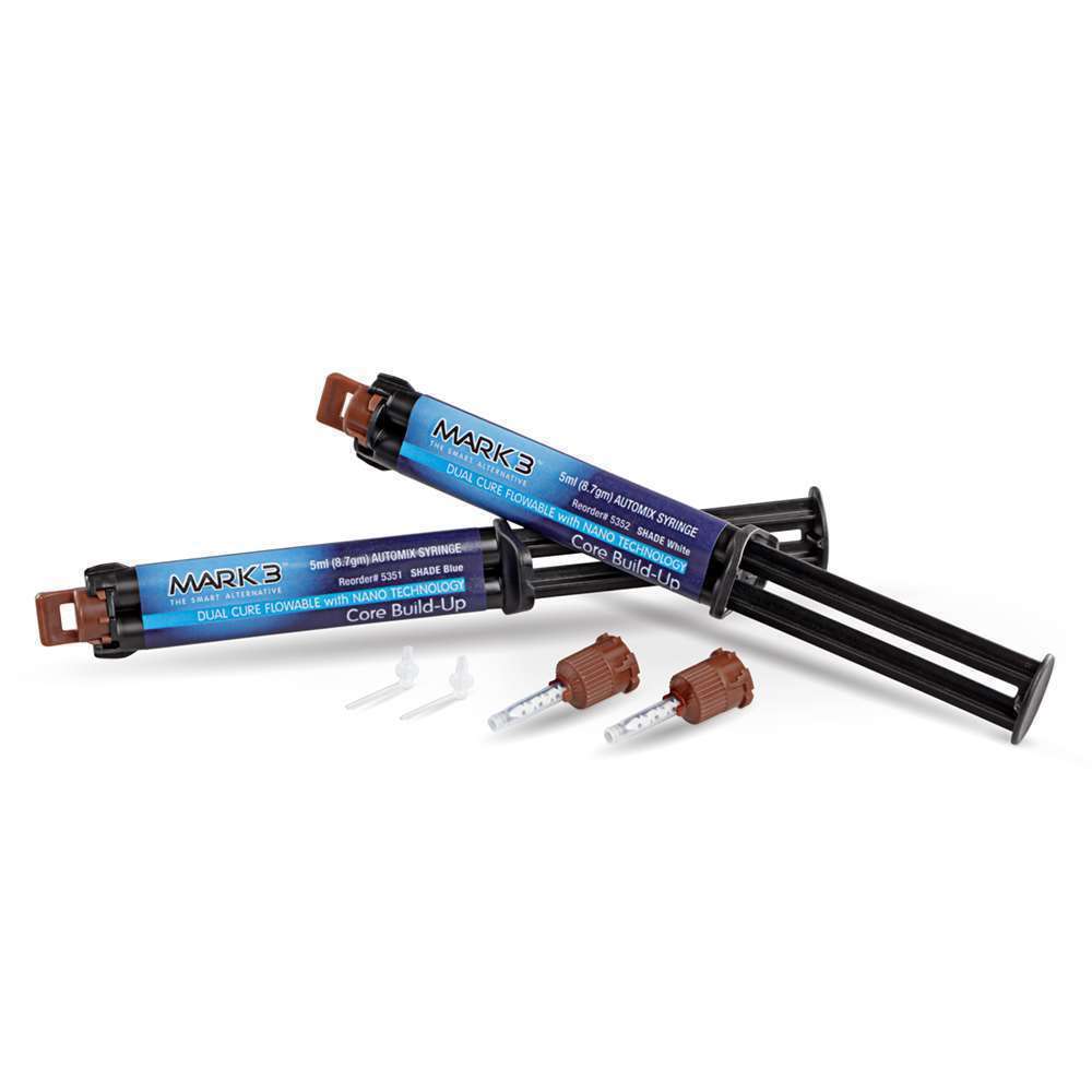 MARK3 Core Build Up Material-A3,2x5ml Automix Syringes,10 Mixing Tips,10Tips