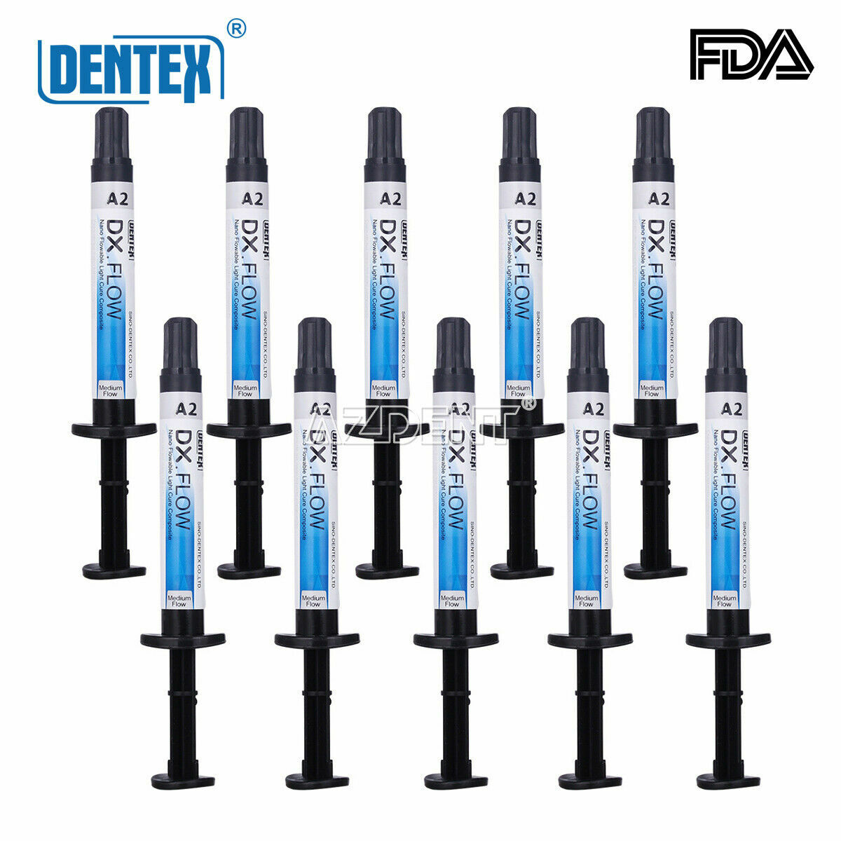 DENTEX DX.FLOW Dental Flowable Light Cure Composite Resin Medium Flow A2 3g US