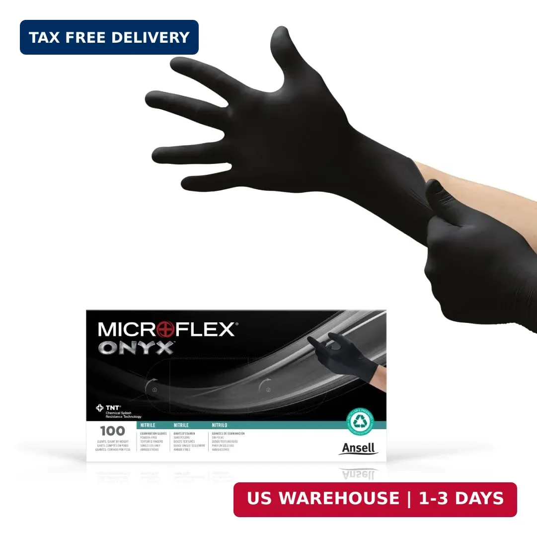 Ansell MICROFLEX Onyx N64 Disposable Nitrile Exam Gloves for Automotive, Metal F