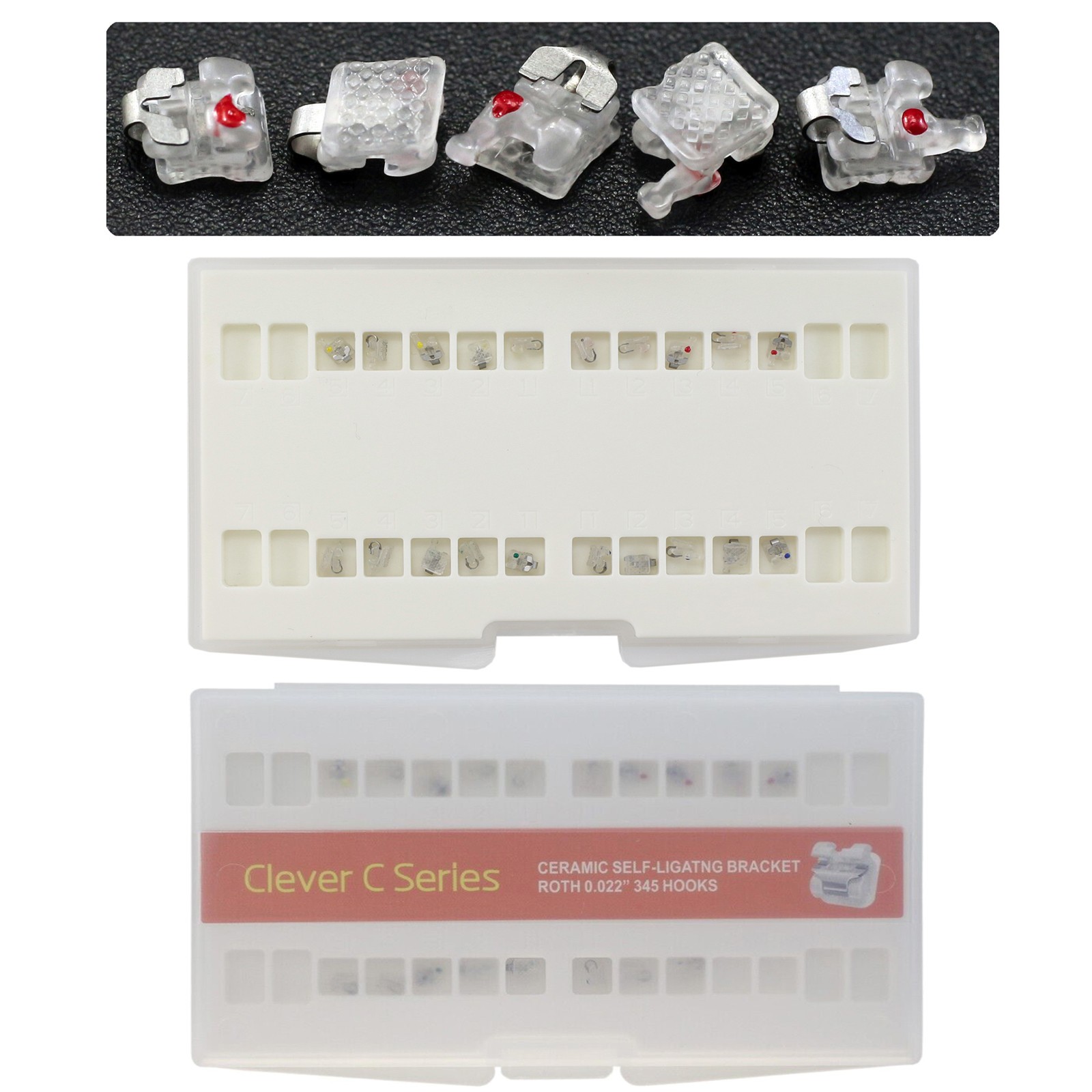 Clever C Orthodontic Ceramic Brackets Dental Self Ligating Roth 022 345 AO GAC