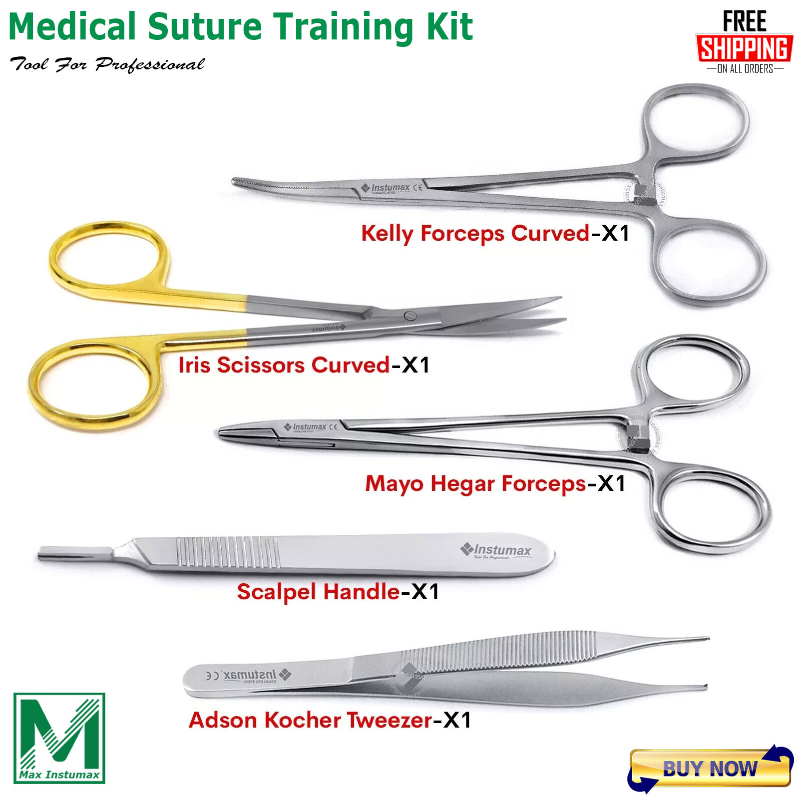 5 Pieces Practice Suture Kit for Medical Veterinary Student Training