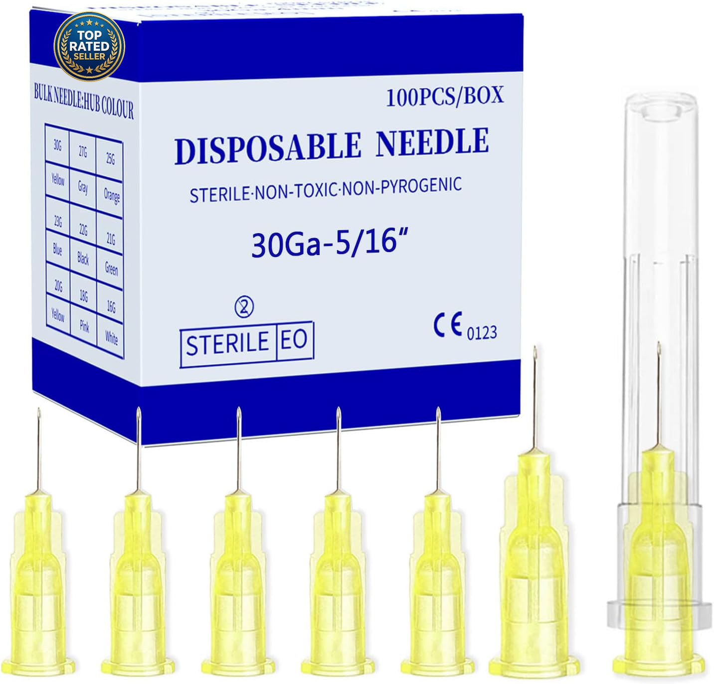 Brand NEW Disposable Luer Lock 30Ga 5/16 Inch 8Mm 100Pack(30Ga-5/16In)