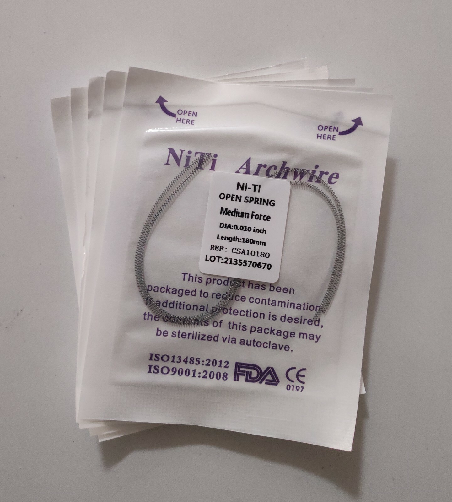 5 Packs Dental Orthodontic Coil Open Spring 010*180mm Niti Alloy Medium Force