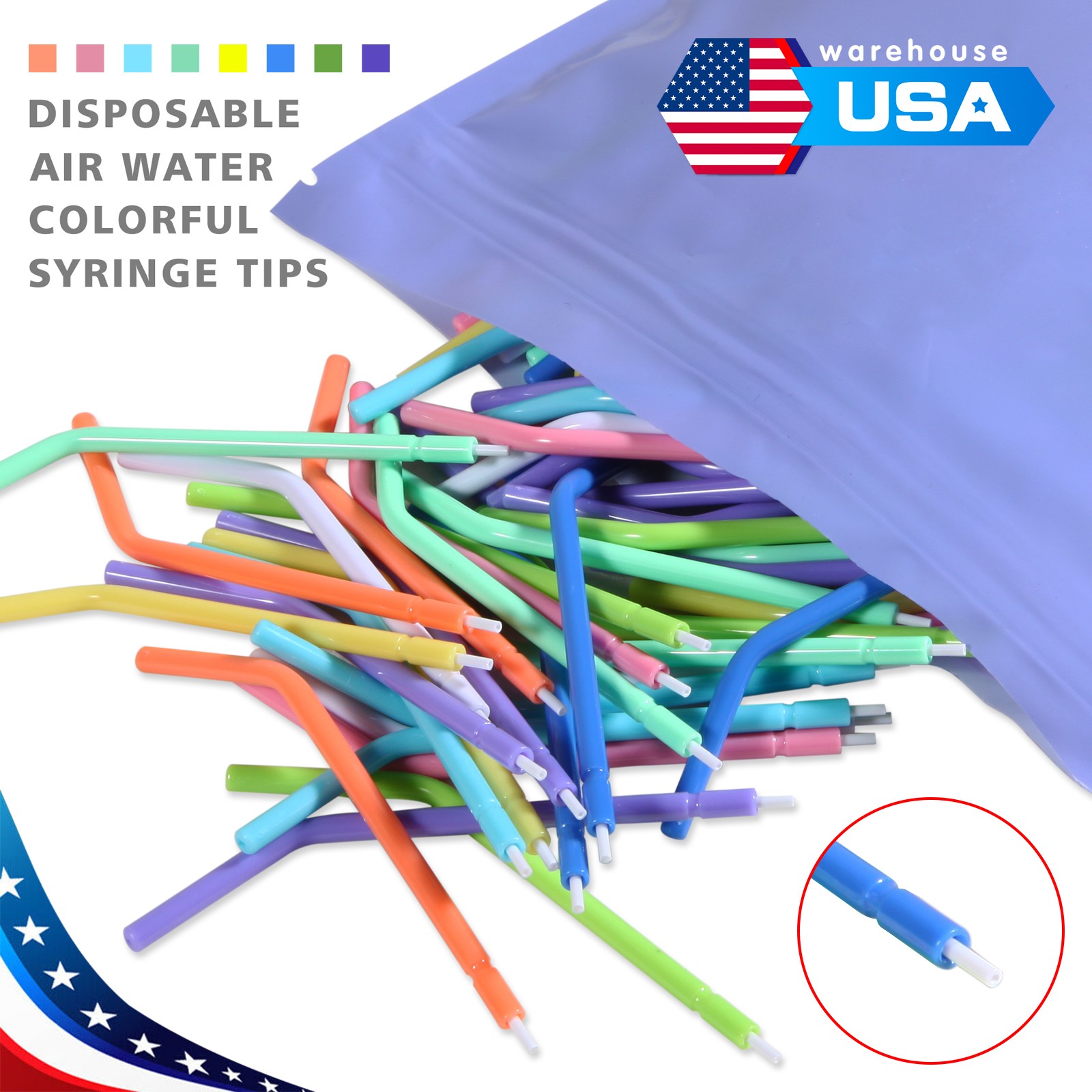 Dental Disposable Air-Water Syringe Tips Assorted Colors 250 pcs/bag