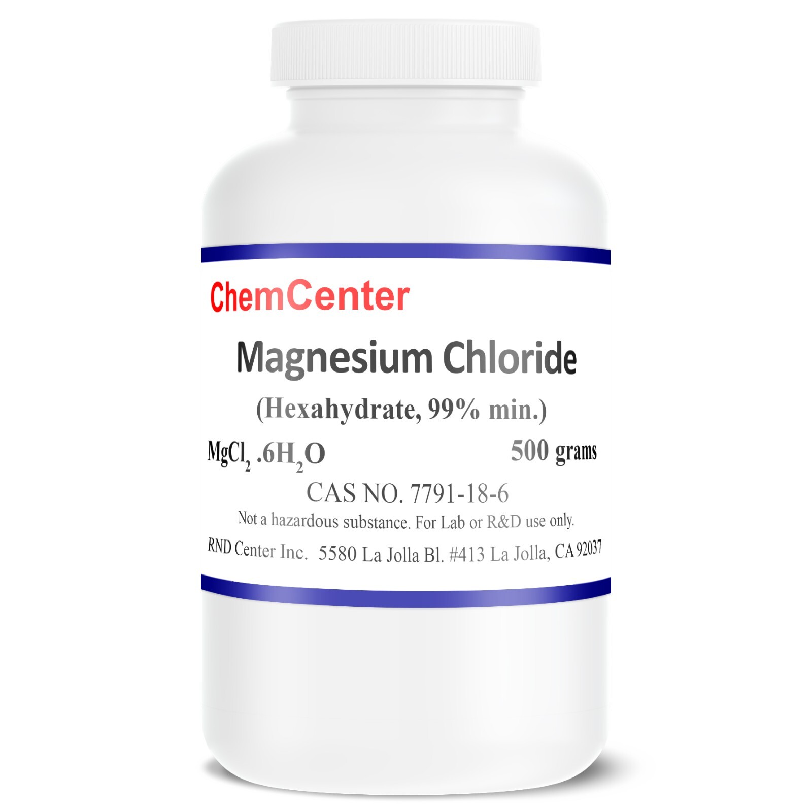 Magnesium Chloride, Hexahydrate, Ultra Pure, 99.9+%, 500 g