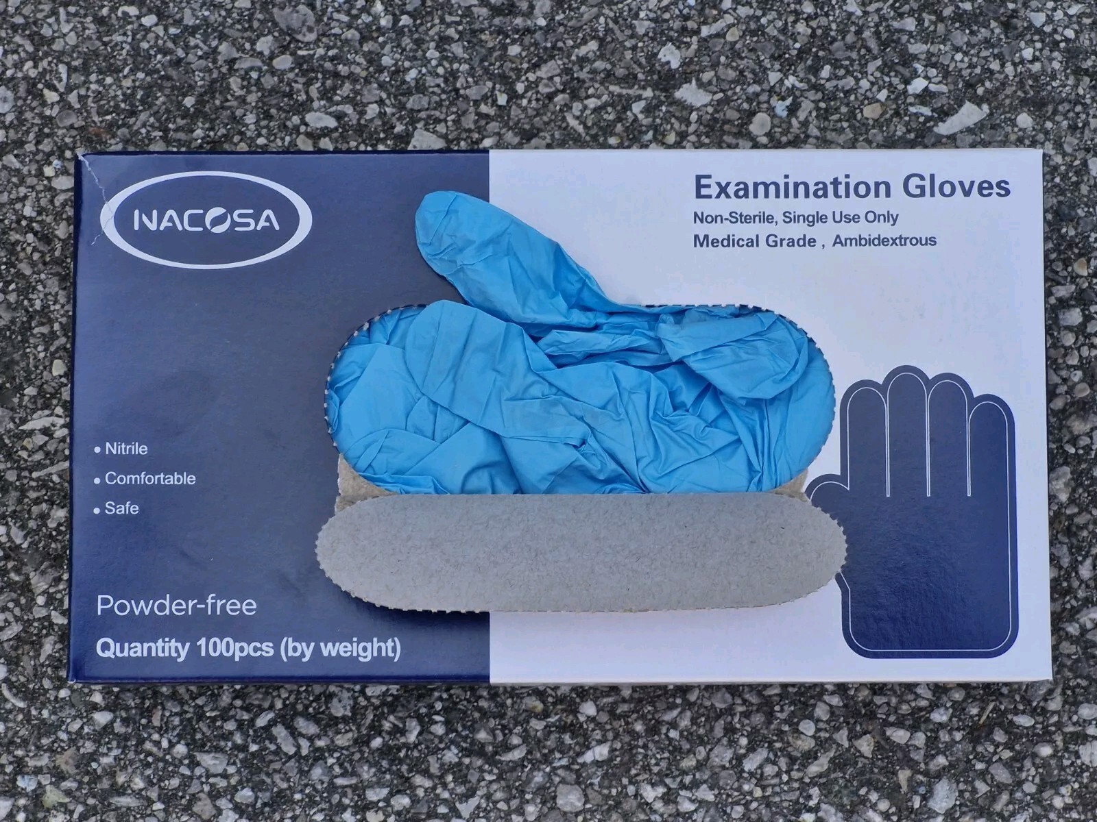 NACOSA Nitrile Exam Gloves Case of 10 Boxes, 1000-Piece, Large Size
